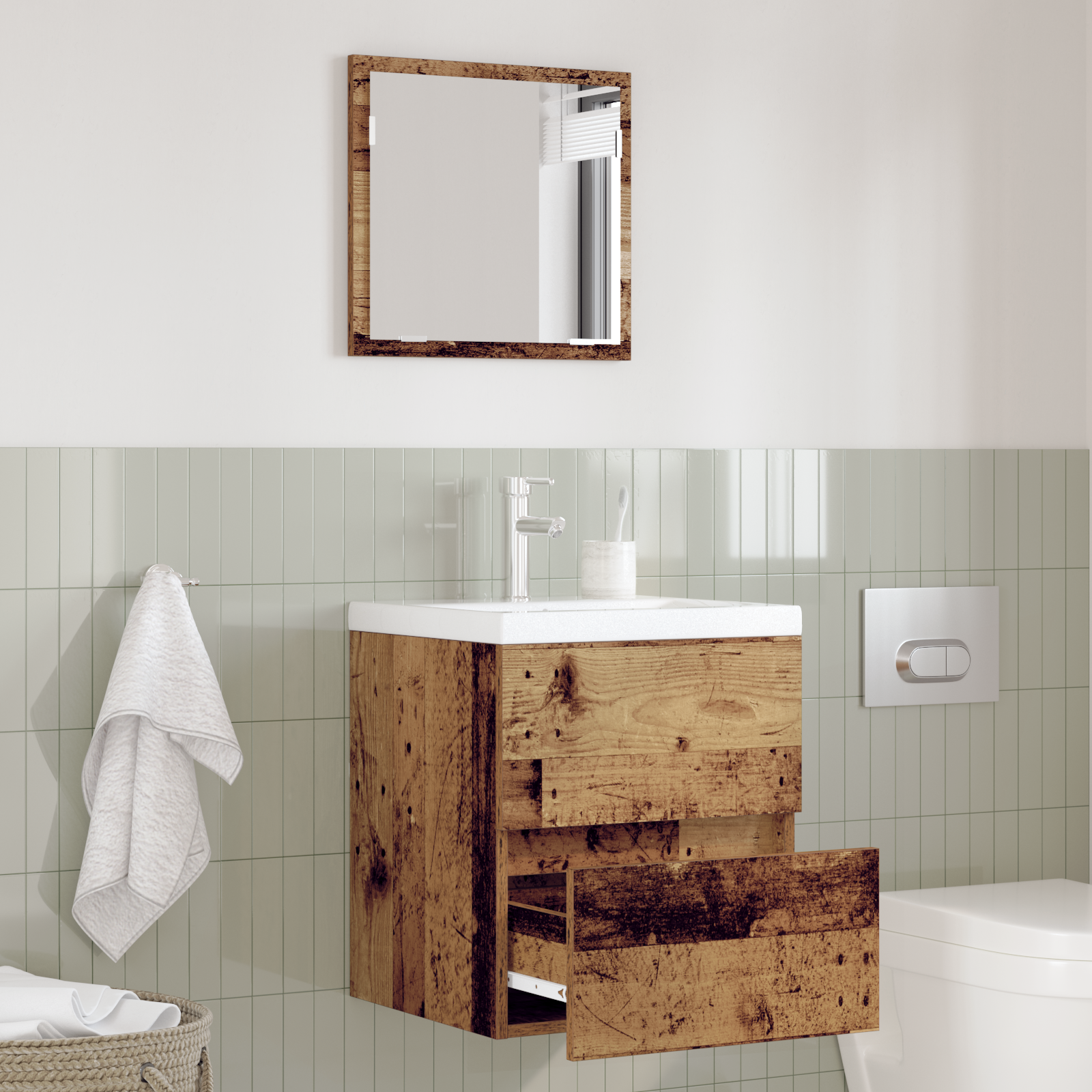 Bathroom Storage Cabinet Old Wood MDF with Wood Veneer Medium