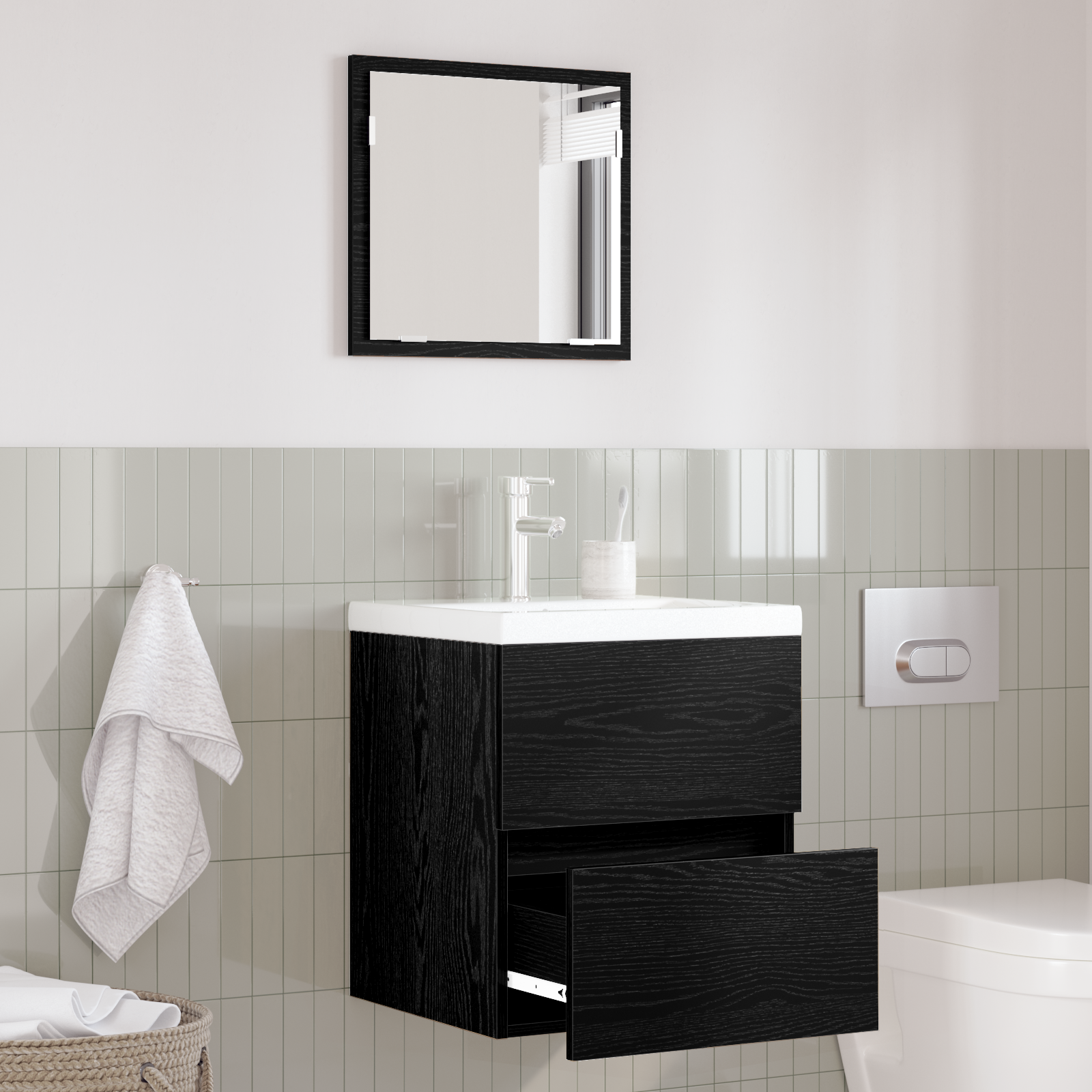 Bathroom Storage Cabinet - Black Oak Engineered Wood Standard
