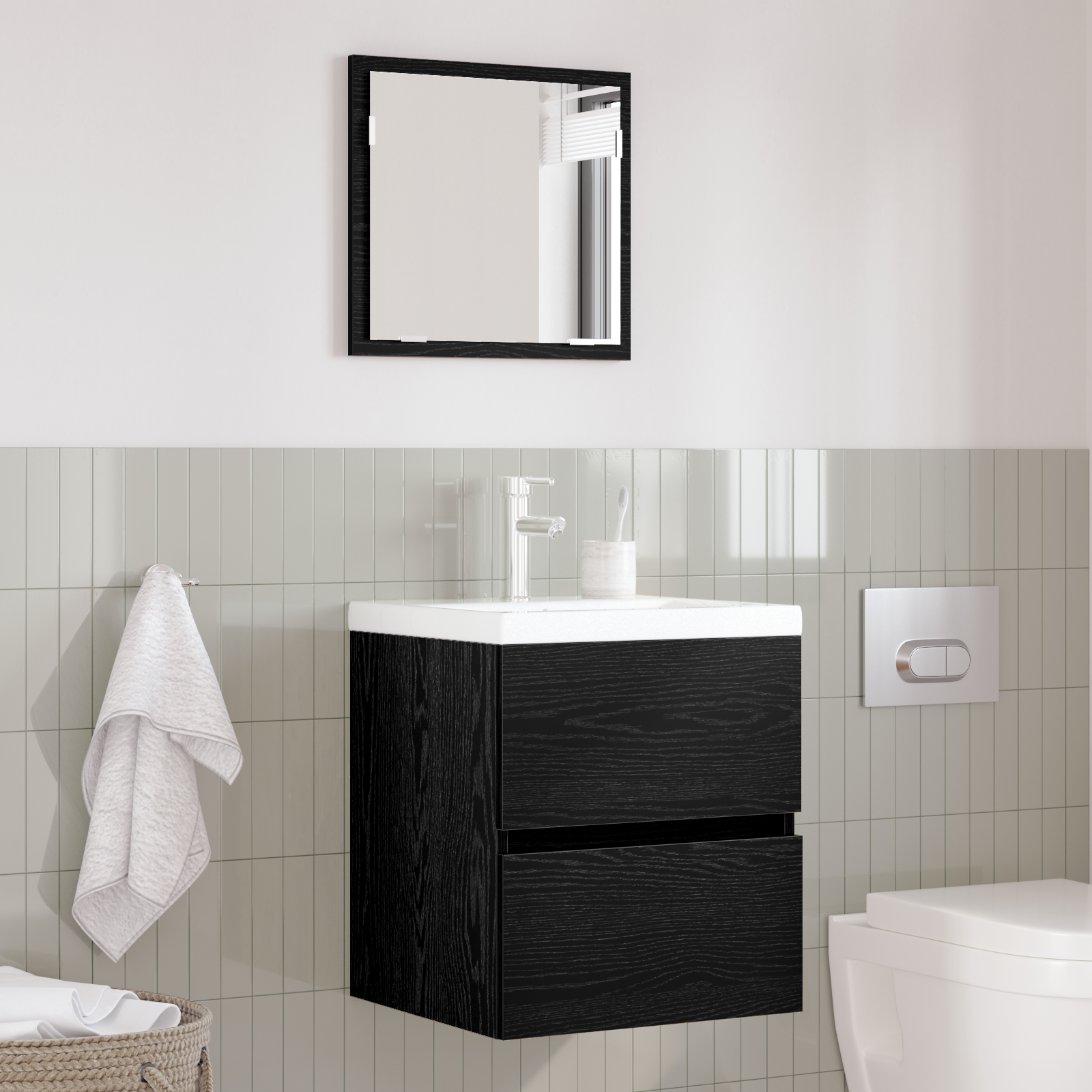 Bathroom Storage Cabinet - Black Oak Engineered Wood Standard - Image 4