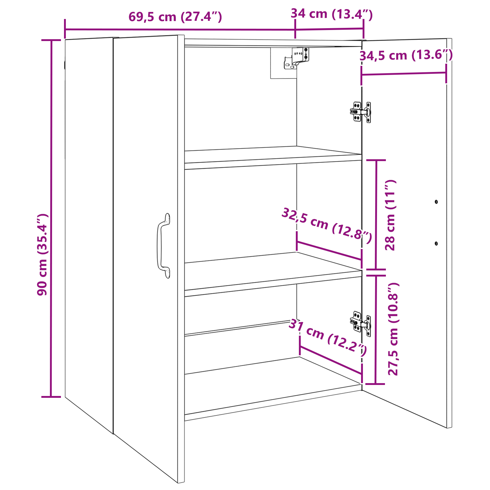 Seinekapp Käsitööpuu 69,5 x 34 x 90 cm Tehispuit 31 Kõik vajalik sinu aeda ja koju! Seinekapp Käsitööpuu 69,5 x 34 x 90 cm Tehispuit - Image 10
