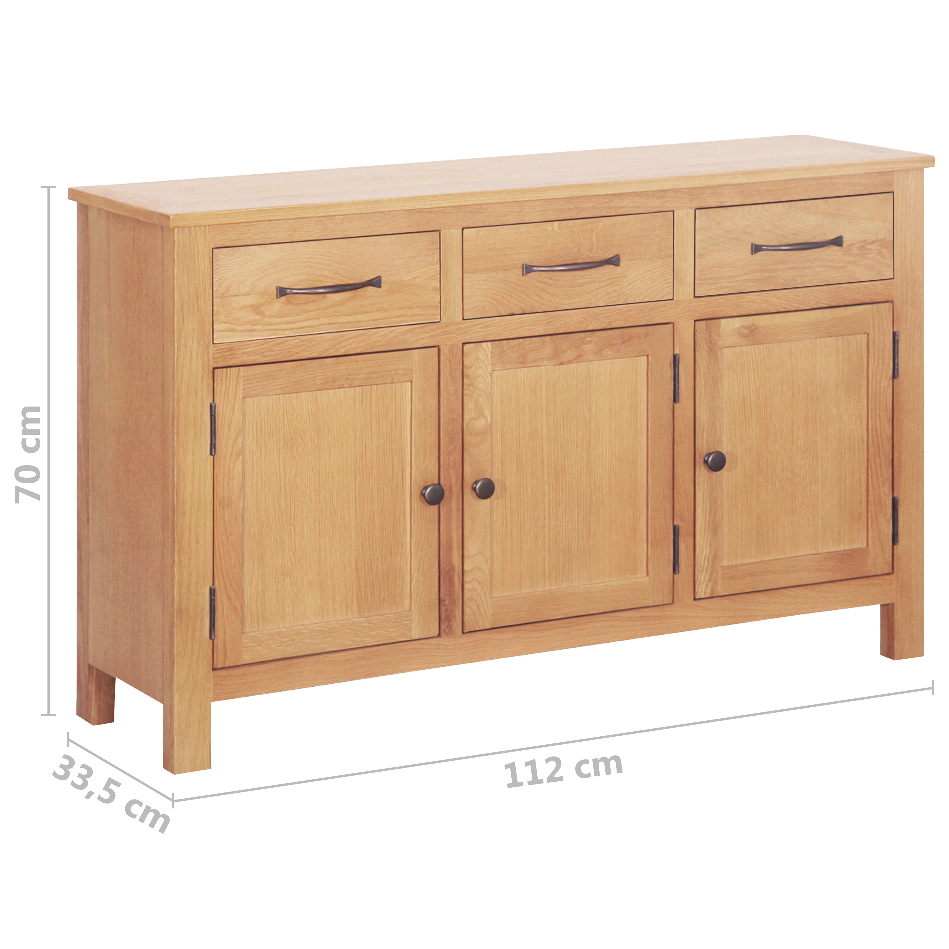 Dressoir Bruin 112 x 33.5 x 70 cm Massief eikenhout - Afbeelding 6