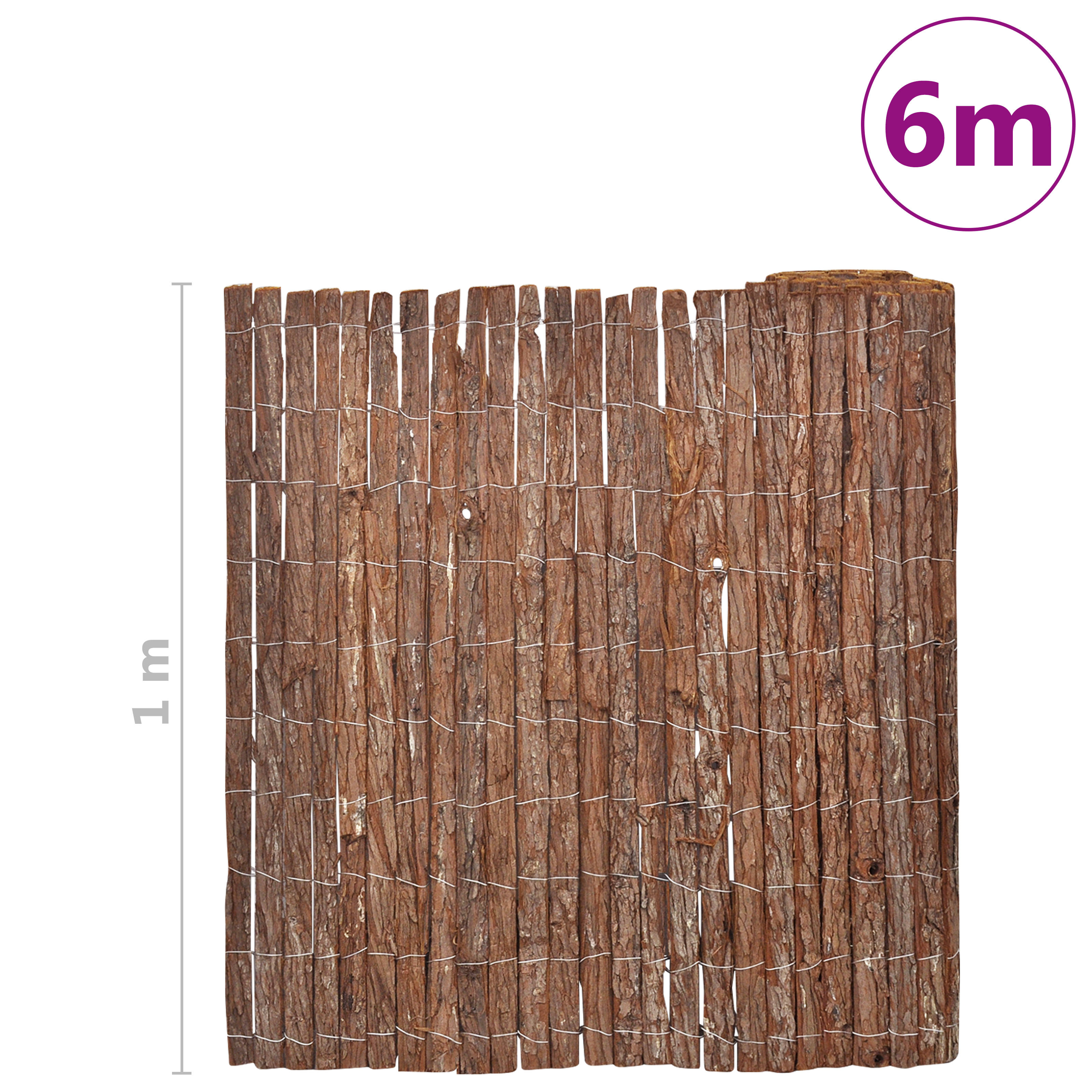 Garden Fence 100x600 cm Bark - Image 6