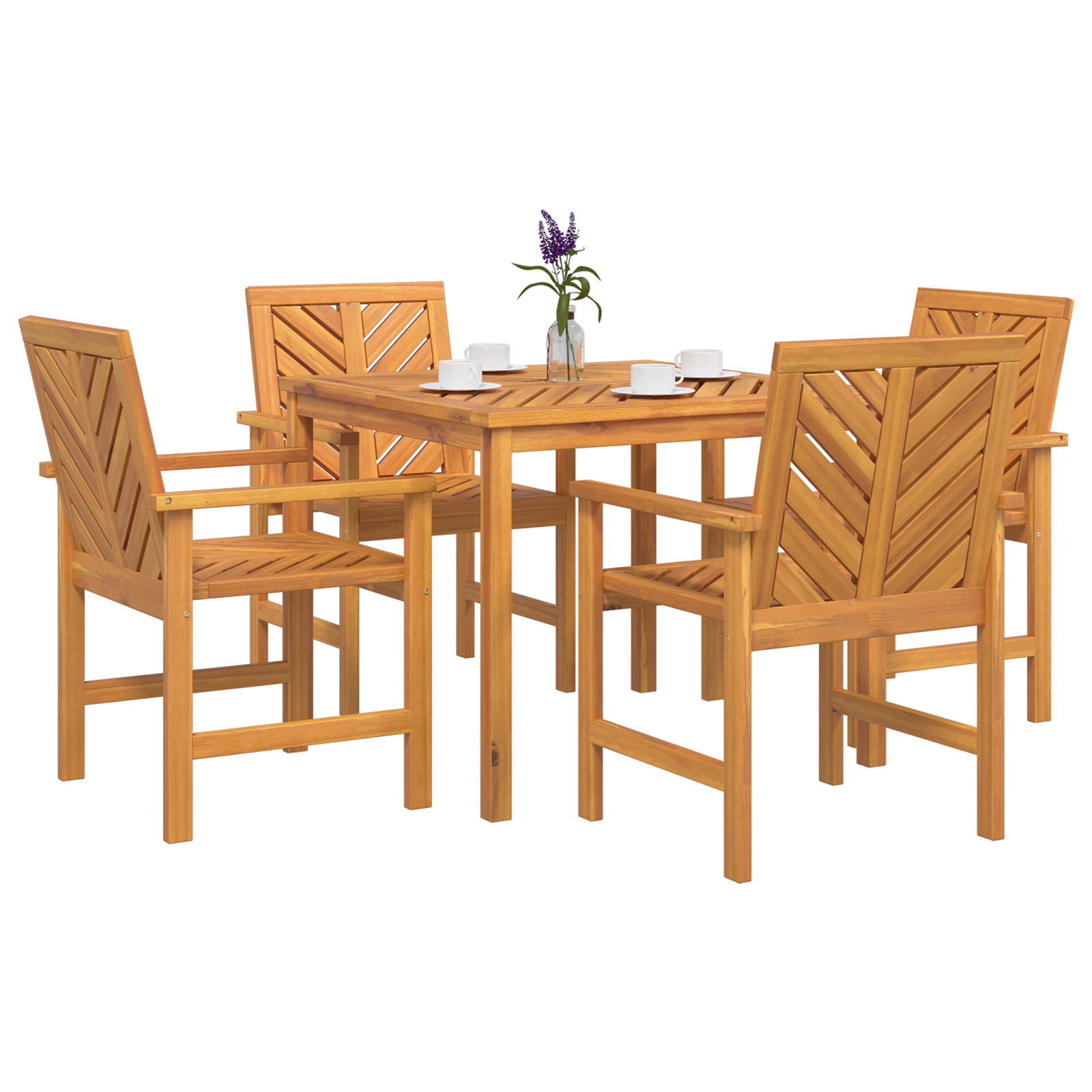 Tuin eettafelset 5 st Bruin Massief Acaciahout
