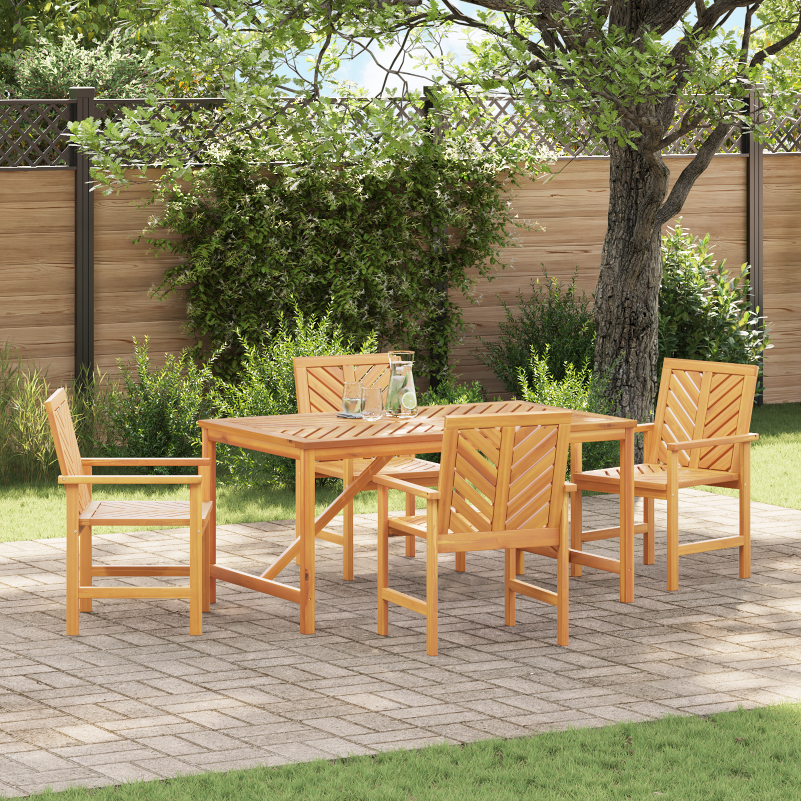 4 Piece Garden Dining Set Solid Wood Acacia