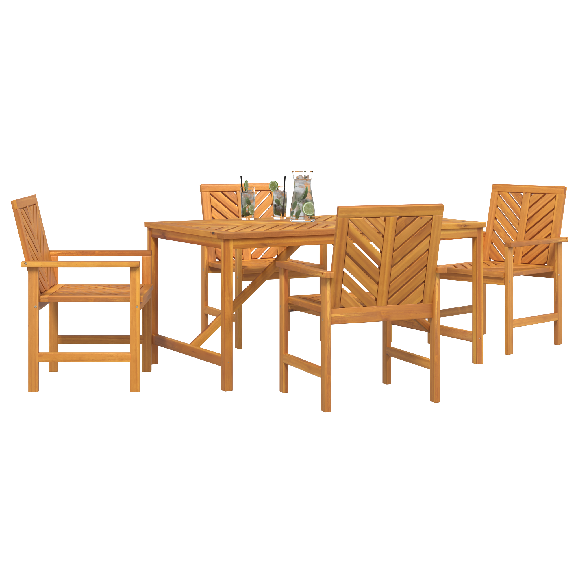 4 Piece Garden Dining Set Solid Wood Acacia - Image 3