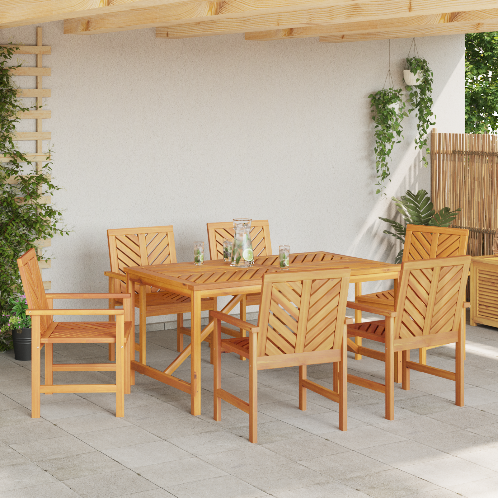 Tuin eettafelset 7 st Bruin Massief Acaciahout
