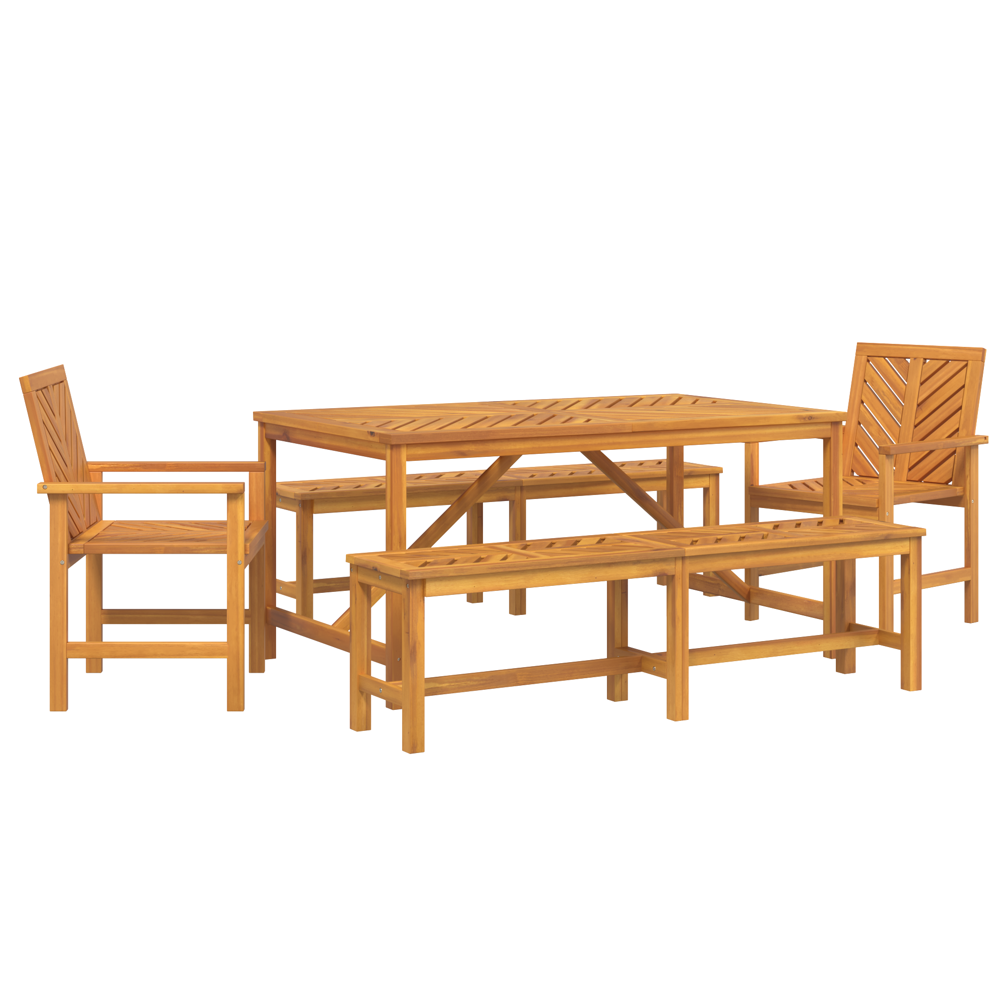 Tuin eettafelset 5 st Bruin Massief Acaciahout