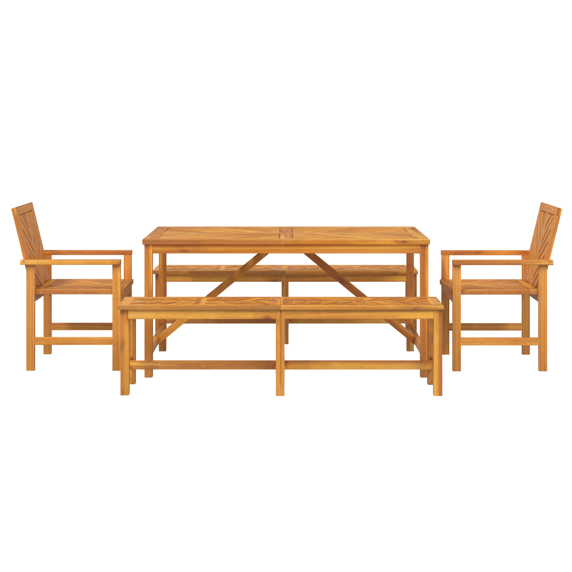 Tuin eettafelset 5 st Bruin Massief Acaciahout