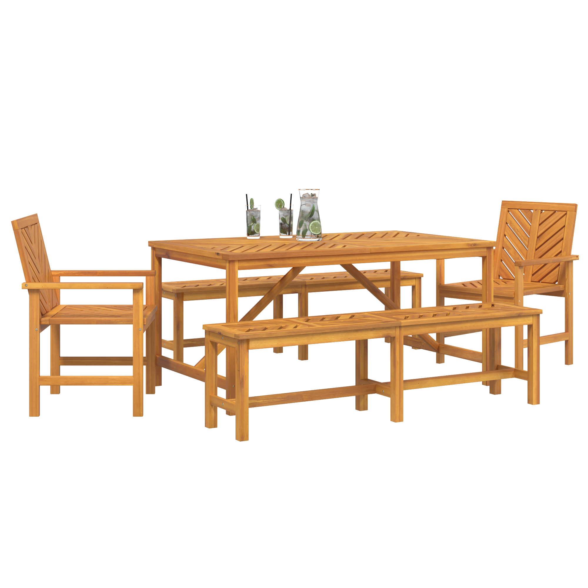 Tuin eettafelset 5 st Bruin Massief Acaciahout