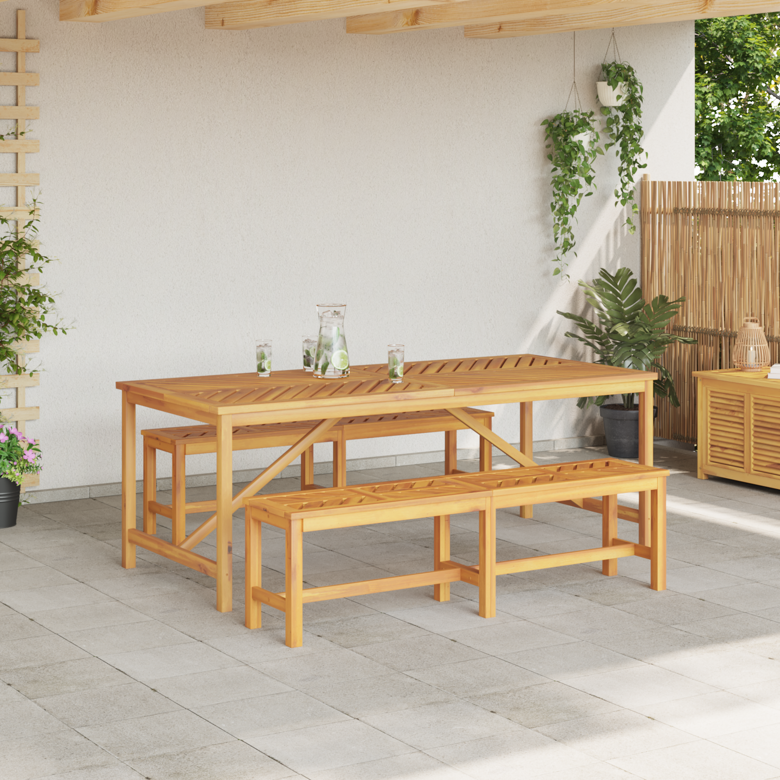 Tuin eettafelset 7 st Bruin Massief Acaciahout