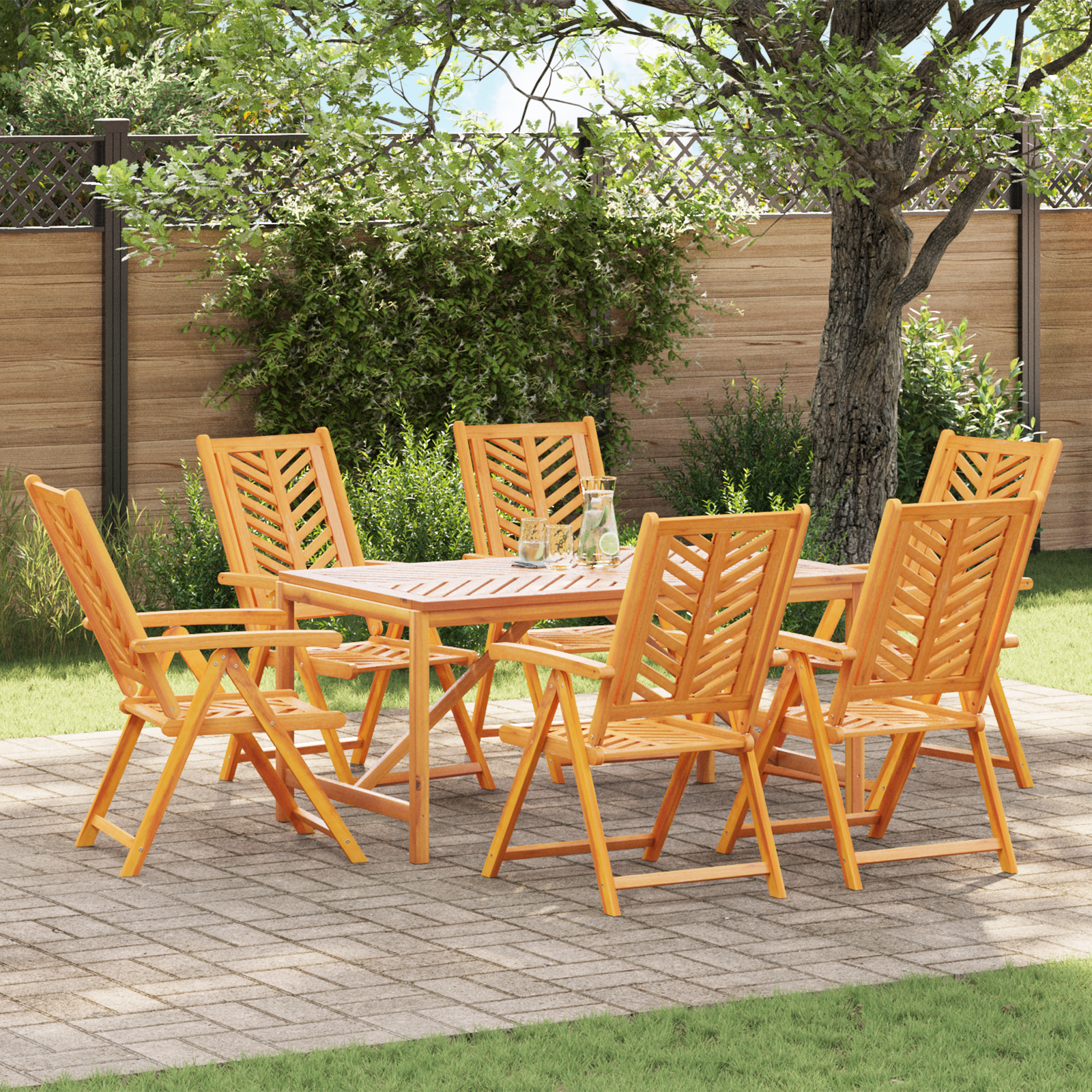 7-delige Tuin Eettafel Set Massief Hout Acacia