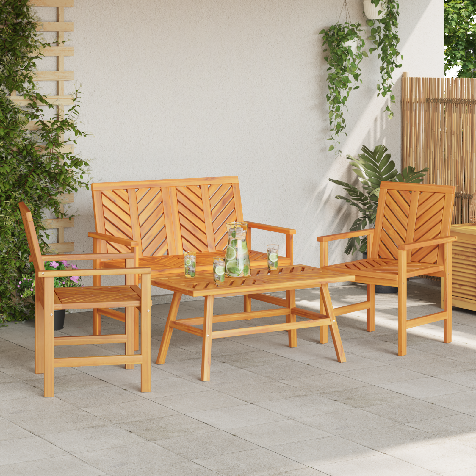 4 Piece Garden Lounge Set Solid Wood Acacia - Image 4