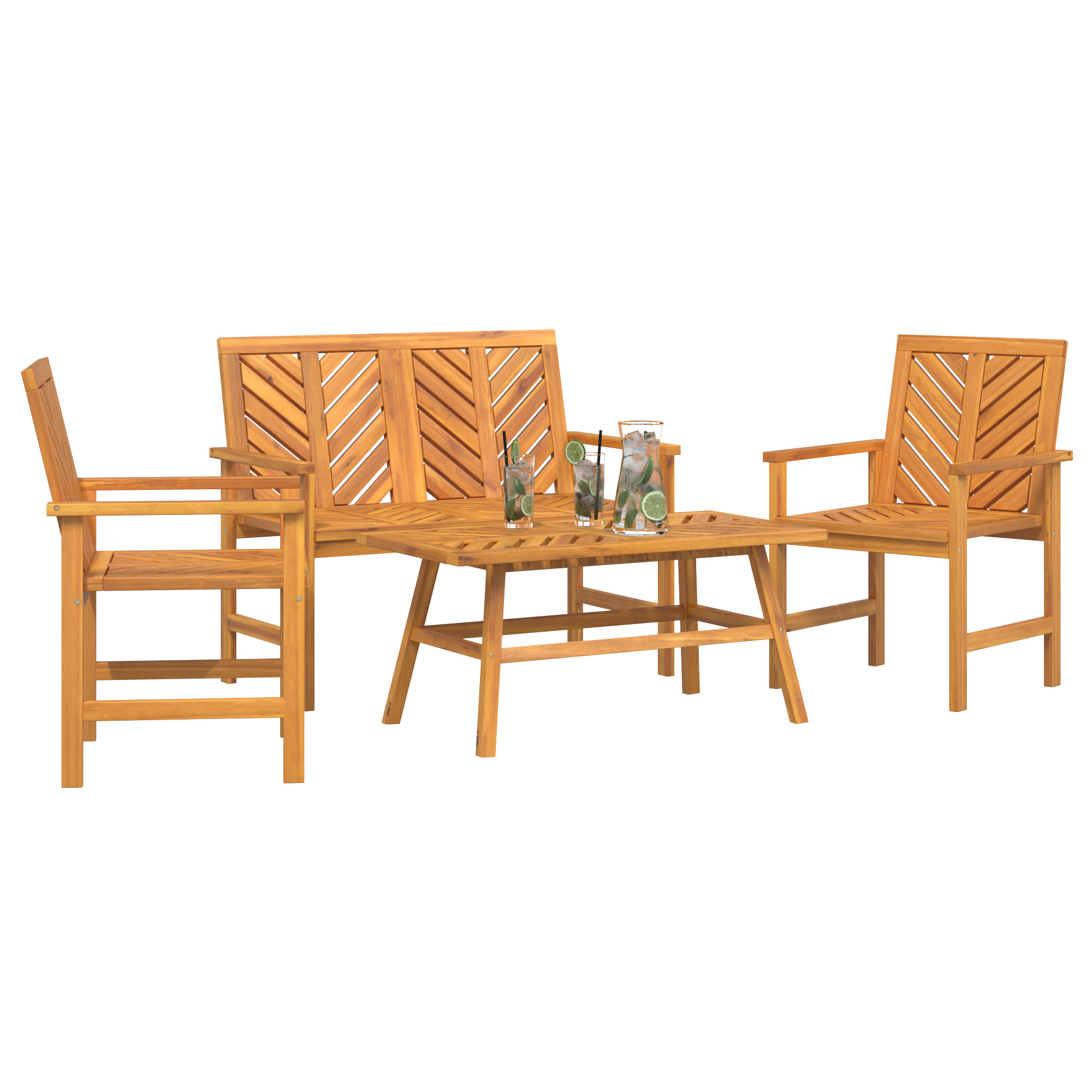 4 Piece Garden Lounge Set Solid Wood Acacia - Image 3