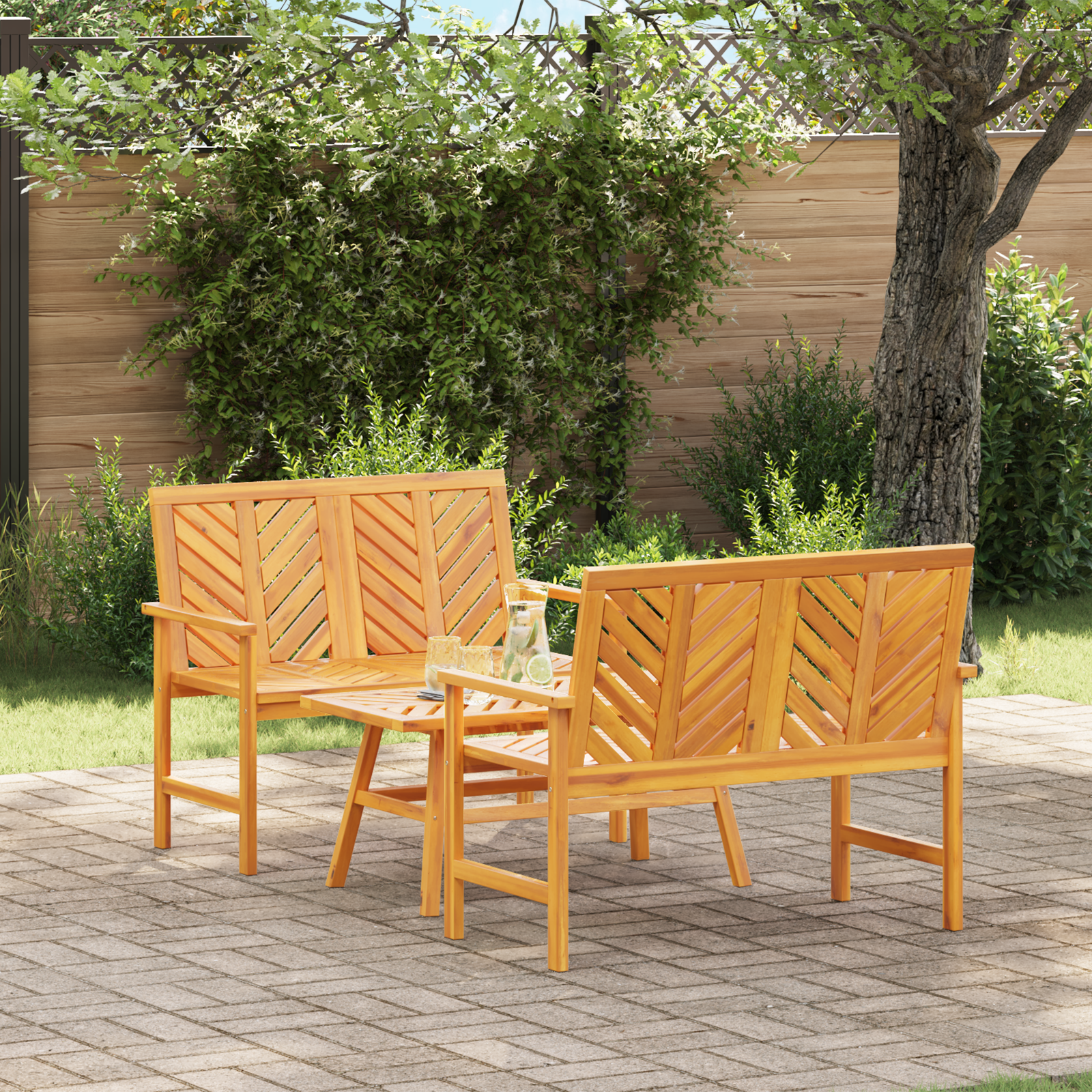 3-delige loungeset voor in de tuin van massief acaciahout