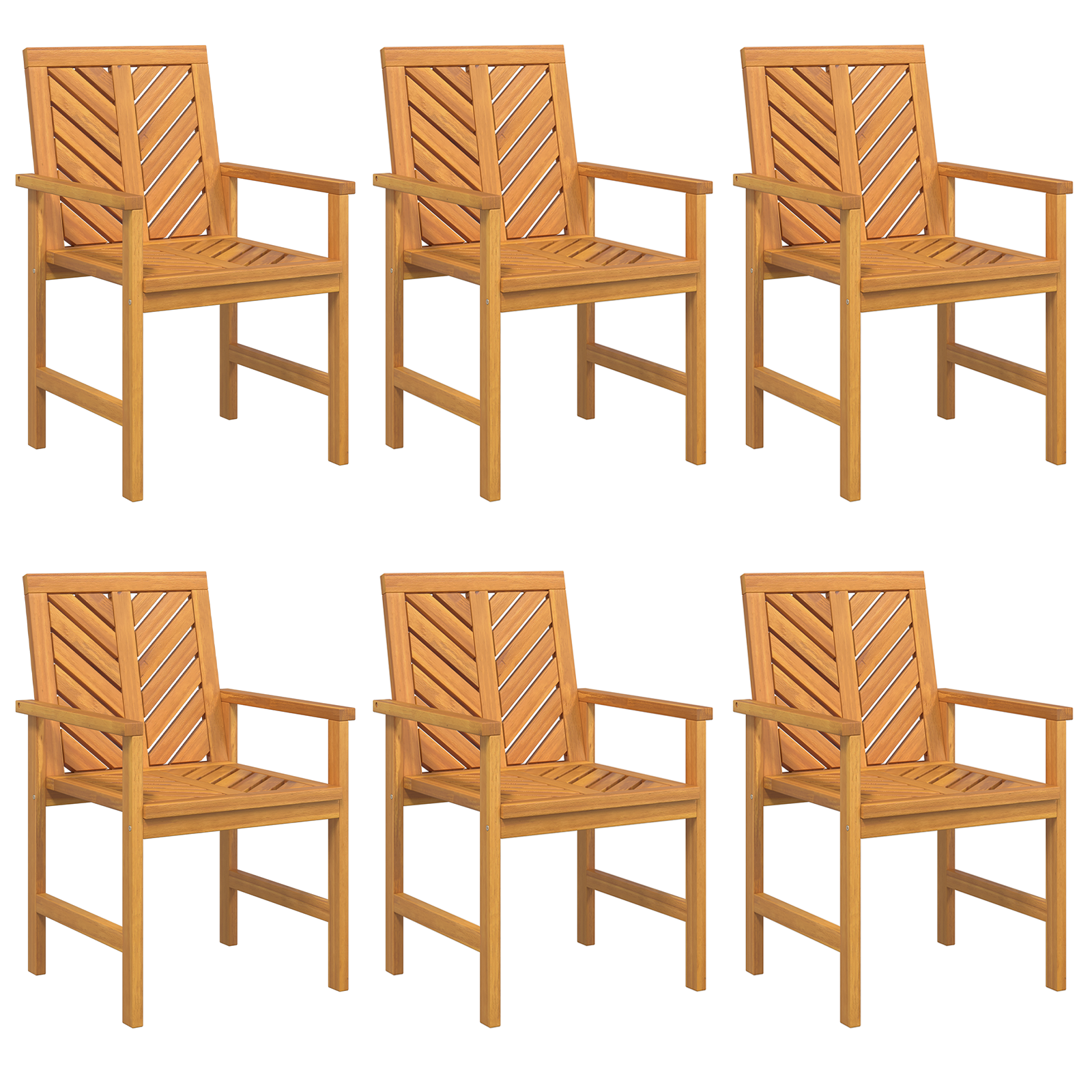 Eetkamerstoel 6 pcs Naturel Massief Acaciahout