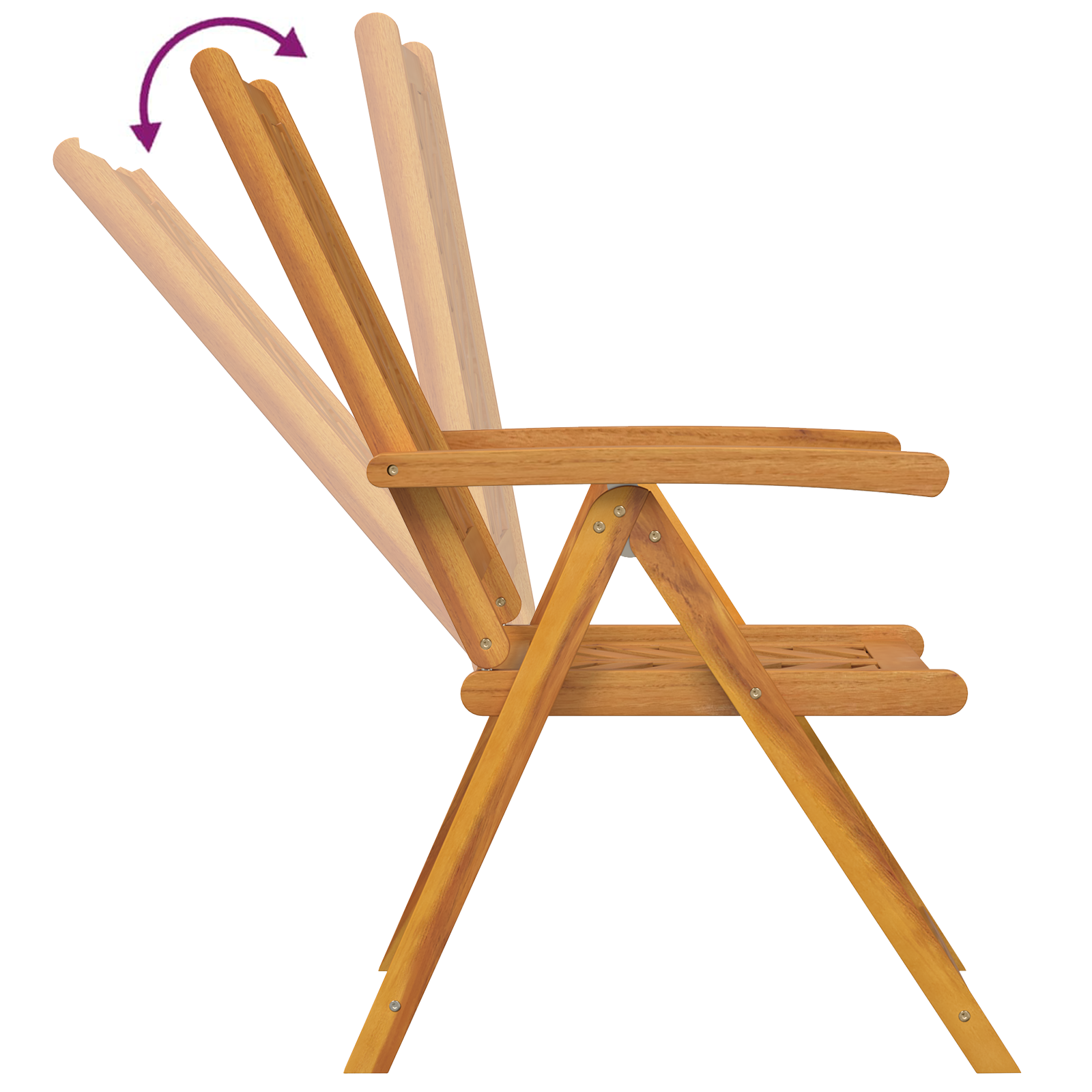Reclining Garden Chairs 6 pcs Solid Wood Acacia - Image 9