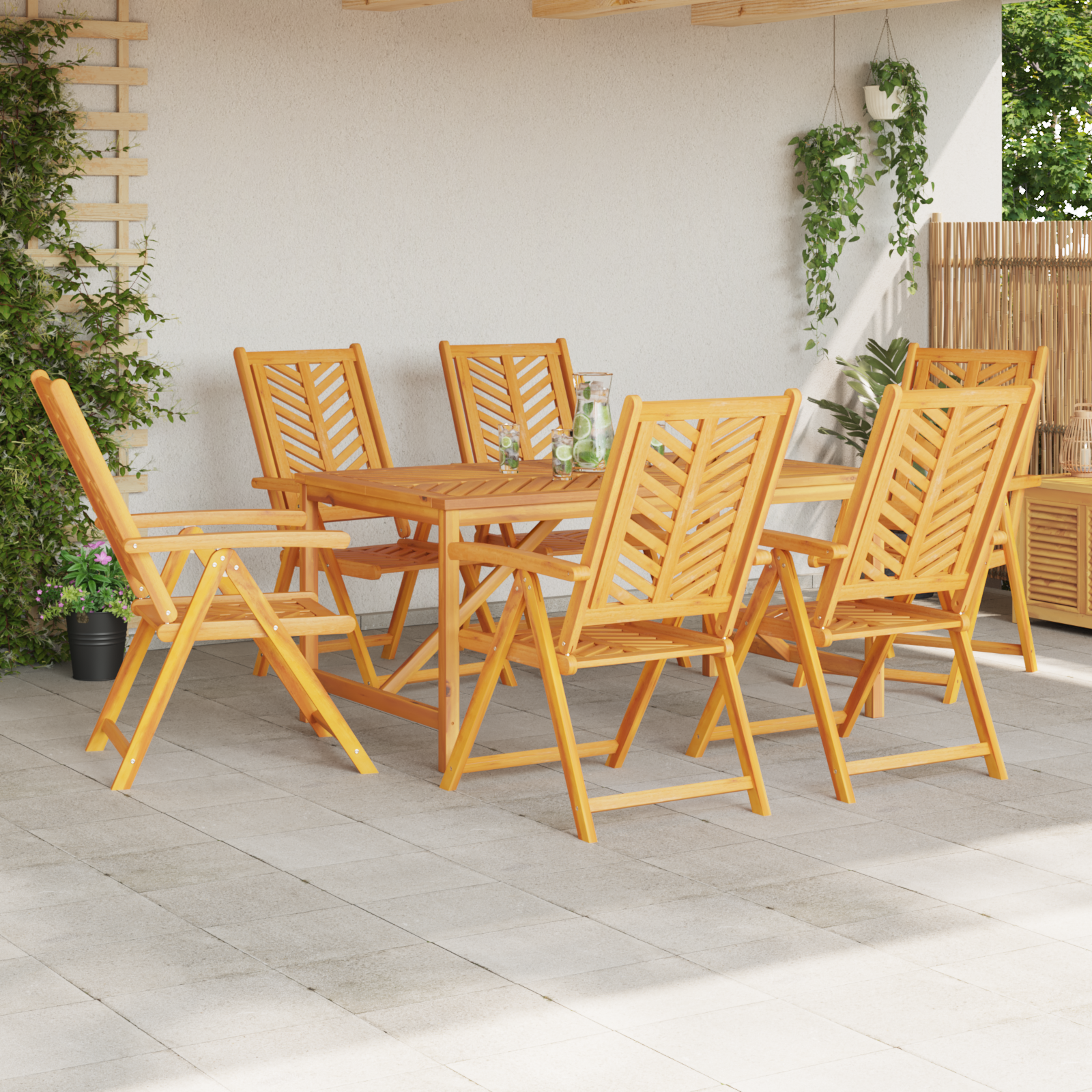 Reclining Garden Chairs 6 pcs Solid Wood Acacia - Image 3