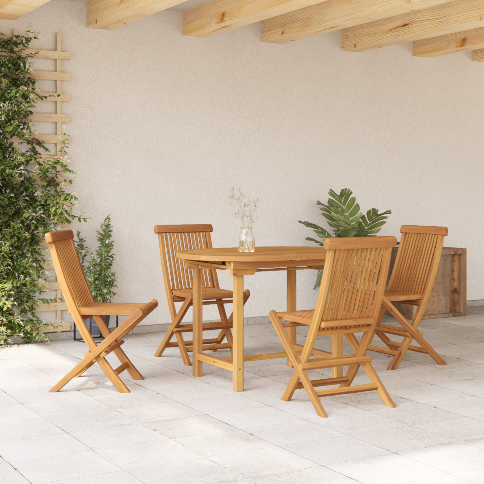 5 Piece Garden Dining Set Solid Wood Teak - Image 4