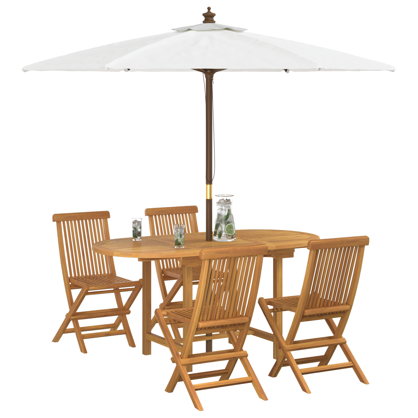 5 Piece Garden Dining Set Solid Wood Teak - Image 3