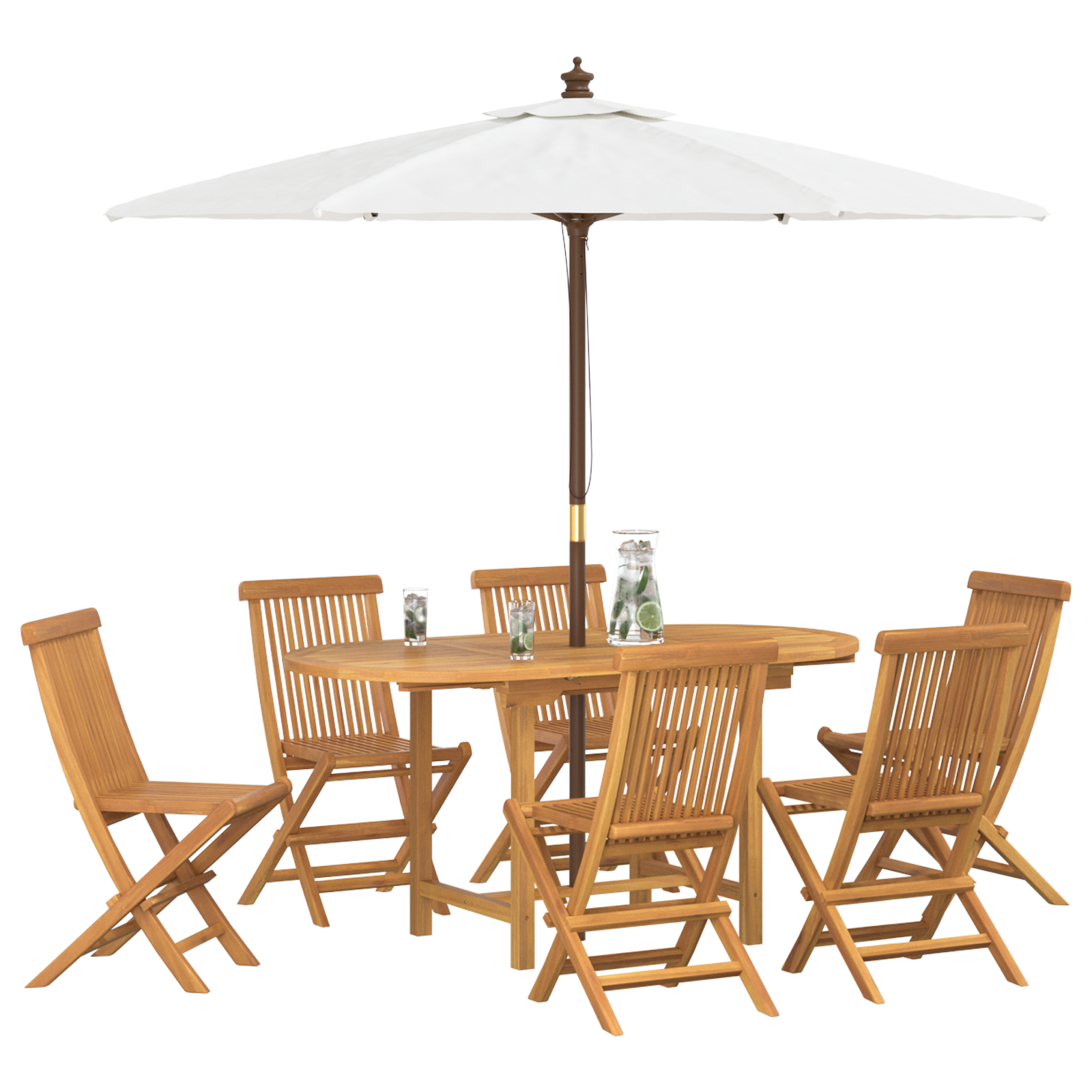 7 Piece Garden Dining Set Solid Wood Teak - Image 3