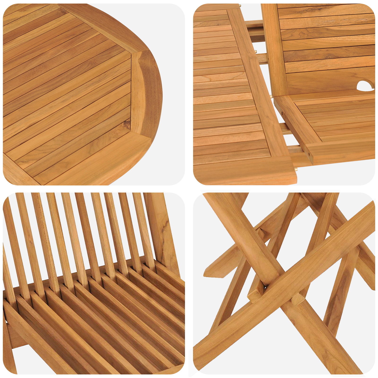 5 Piece Garden Dining Set Solid Wood Teak - Image 9