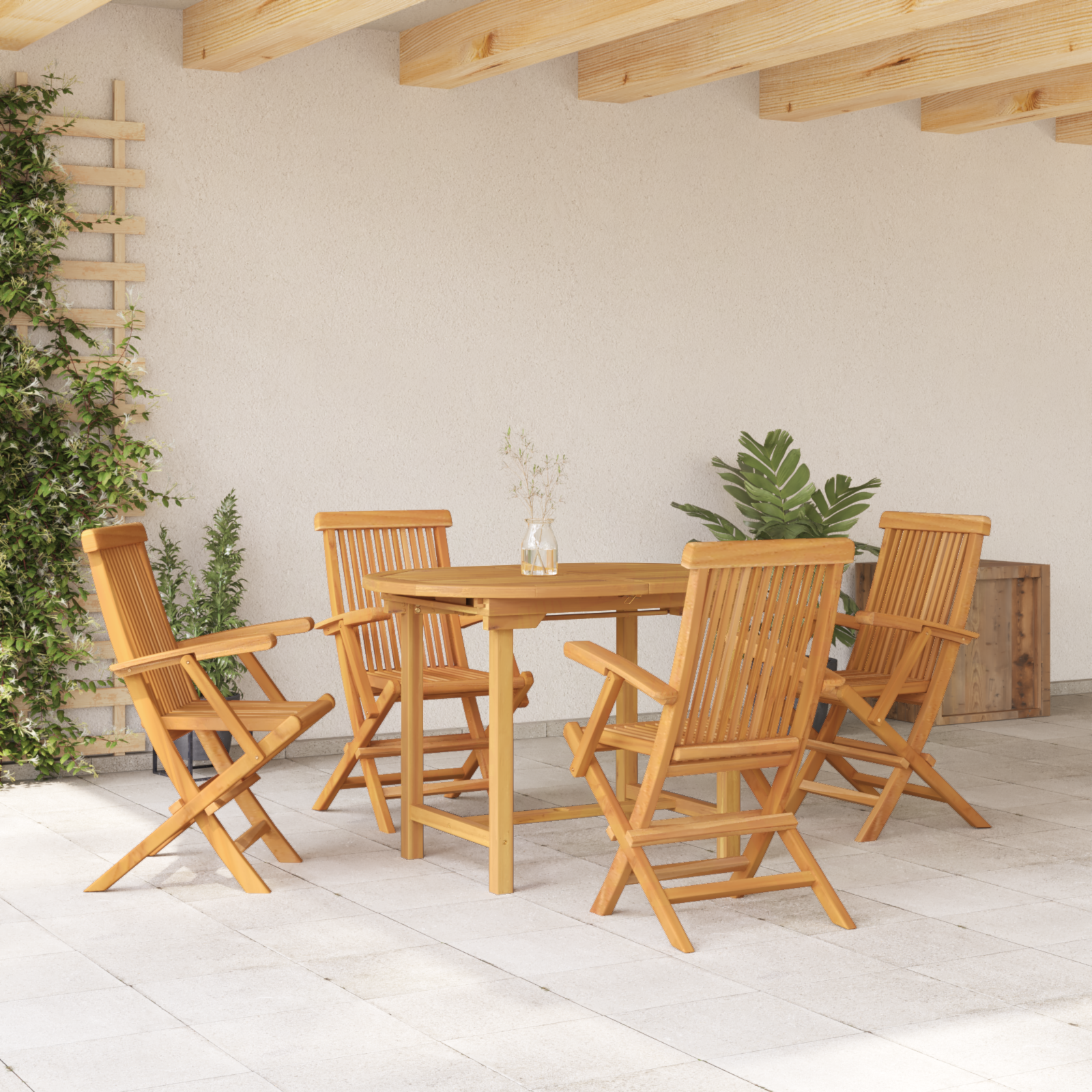 5 Piece Garden Dining Set Solid Wood Teak - Image 4