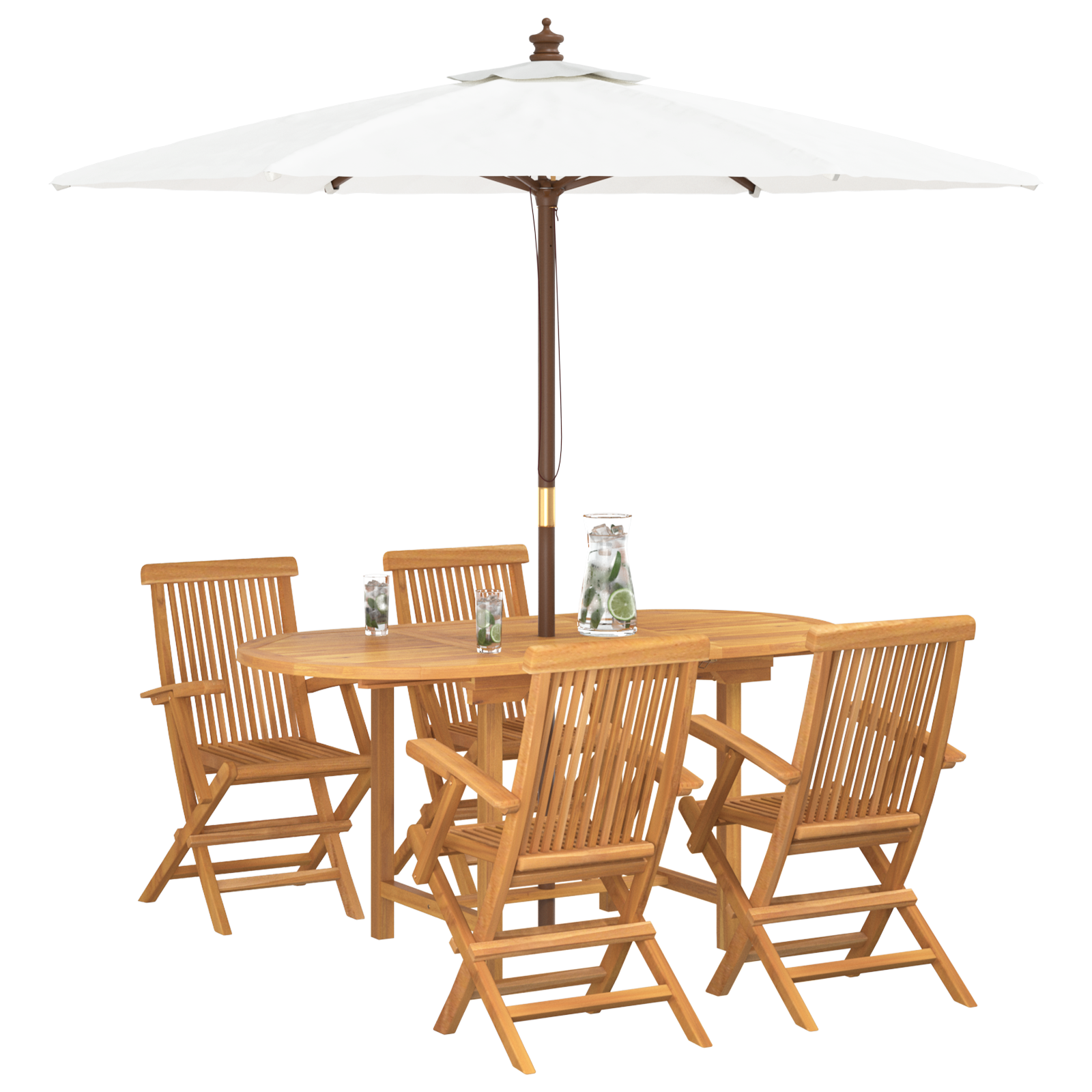 5 Piece Garden Dining Set Solid Wood Teak - Image 3