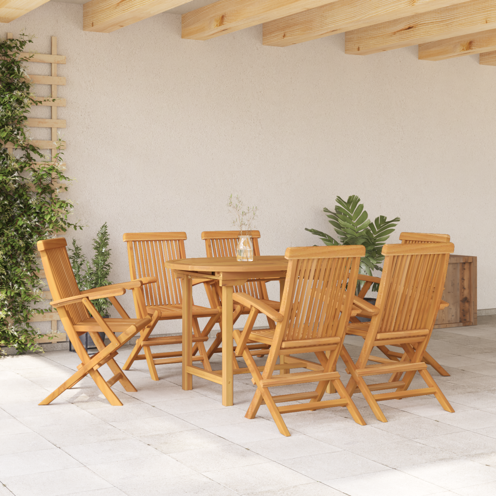 7 Piece Garden Dining Set Solid Wood Teak - Image 4