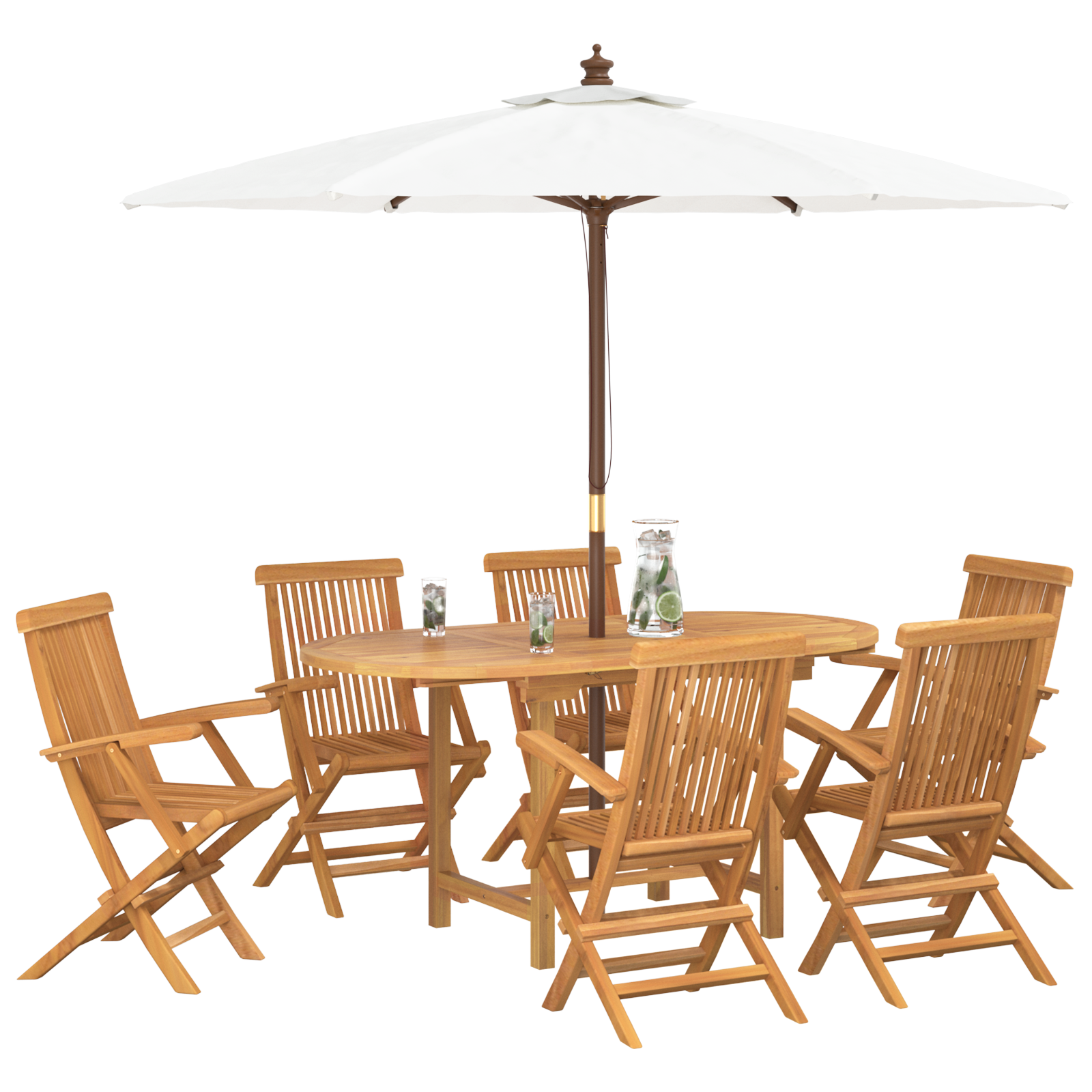 7 Piece Garden Dining Set Solid Wood Teak - Image 3