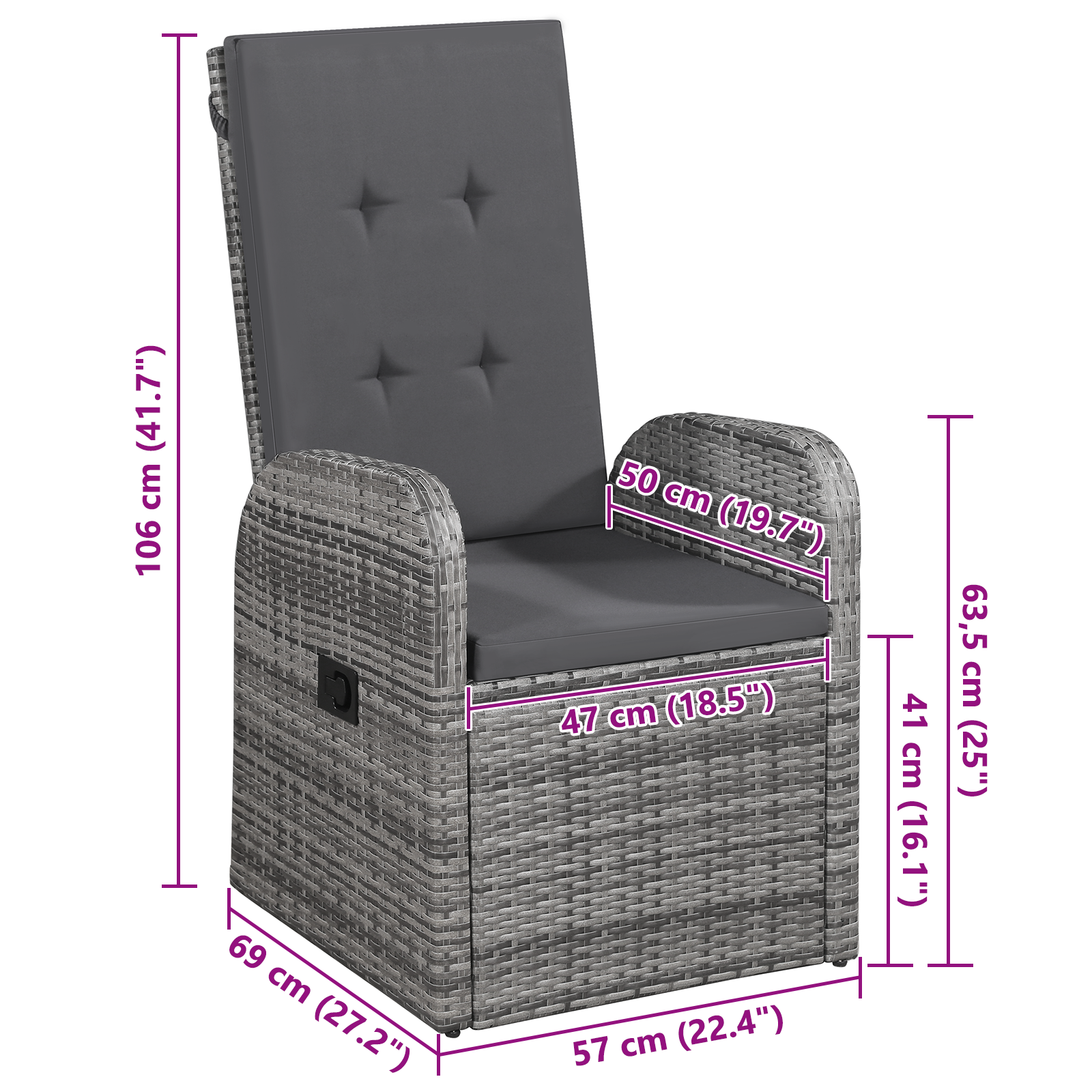 5 Piece Garden Dining Set with Cushions Grey Poly Rattan Acacia - Image 9