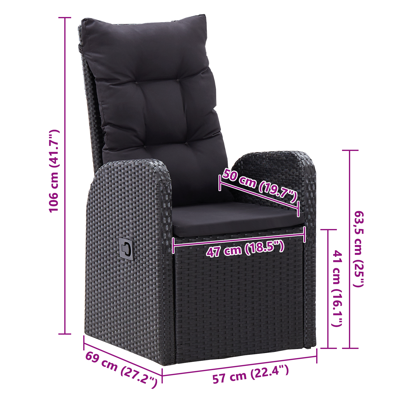 5 Piece Garden Dining Set with Cushions Black Poly Rattan Acacia - Image 7