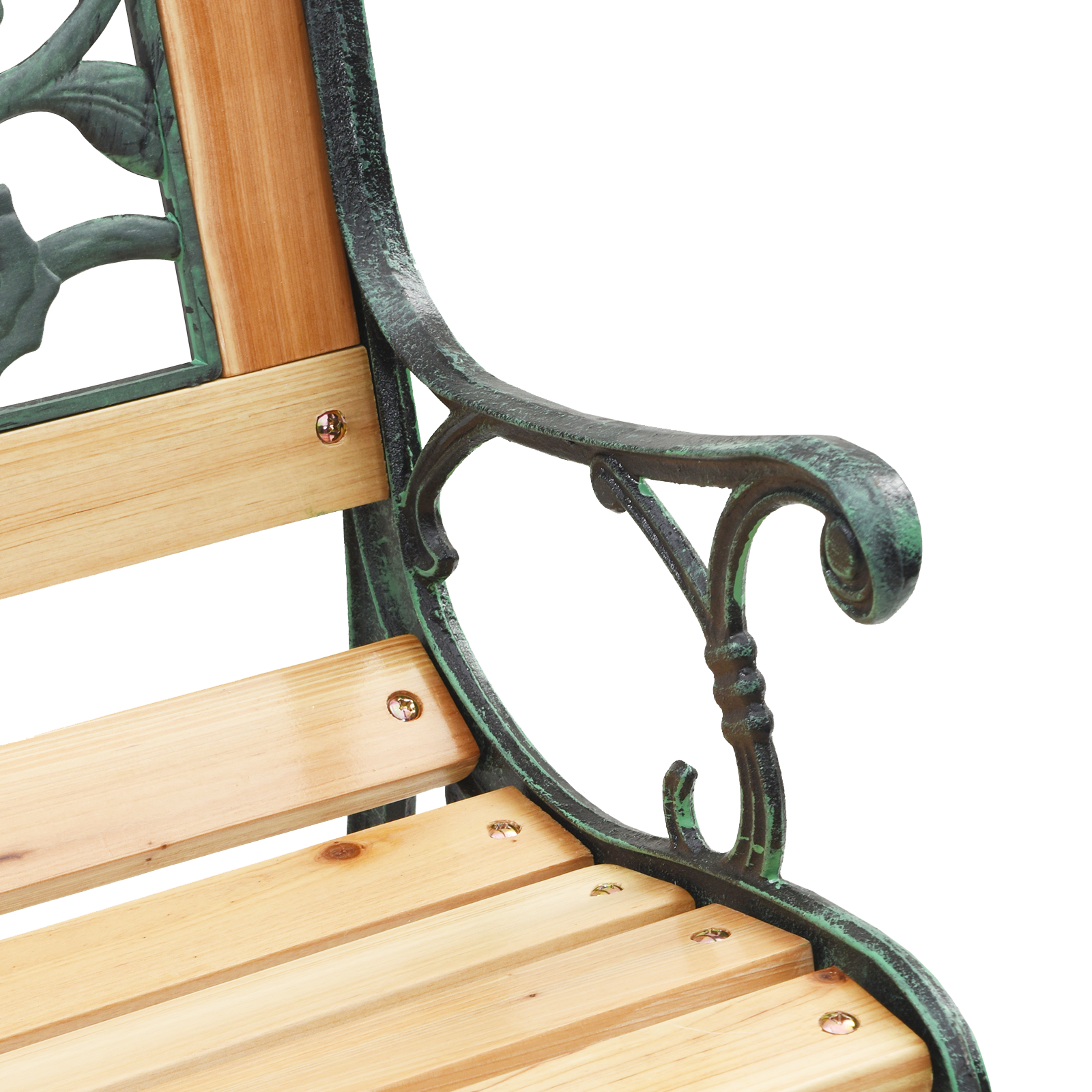 Garden Bench with Rose Patterned Backrest 116 cm Wood - Image 7