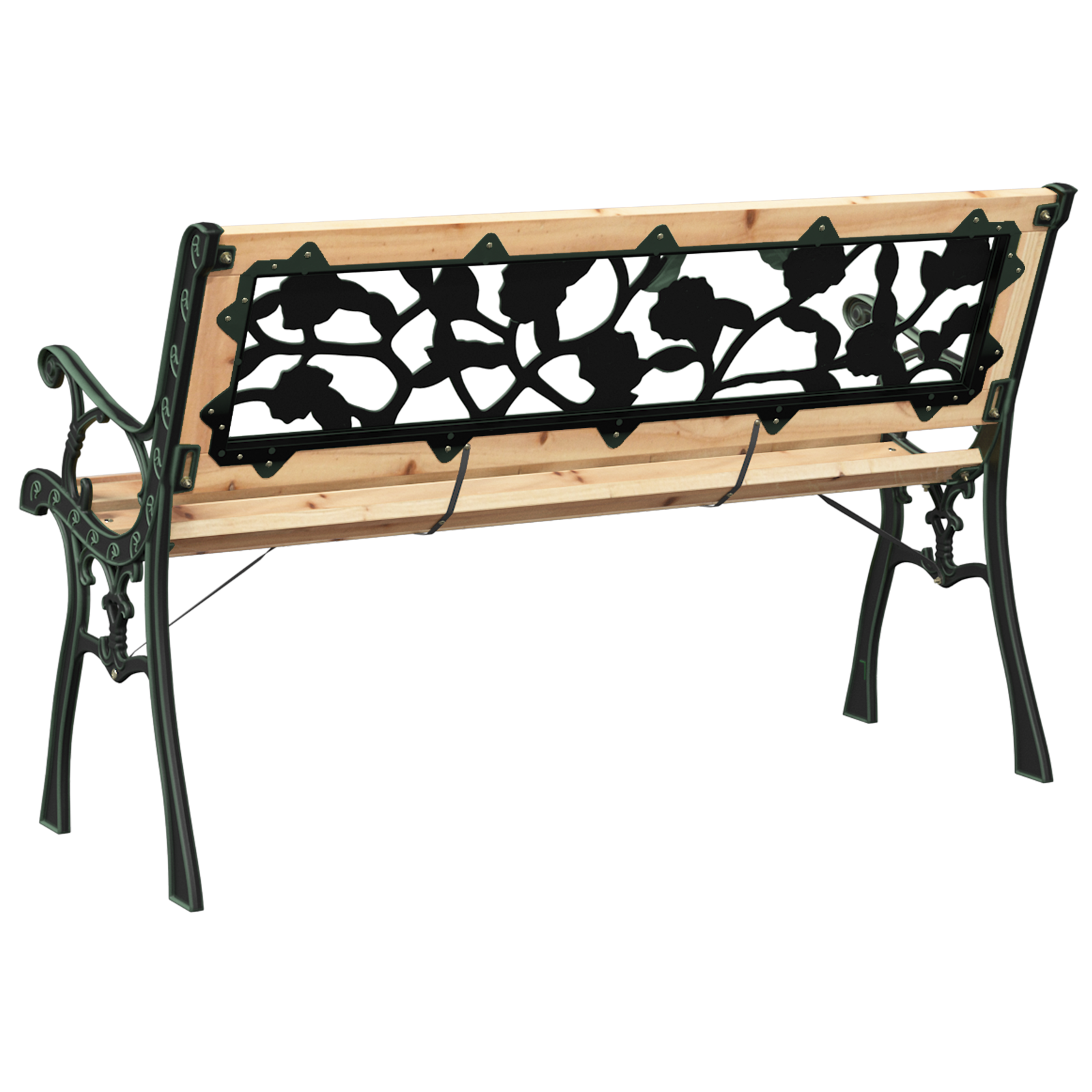 Garden Bench with Rose Patterned Backrest 116 cm Wood - Image 6