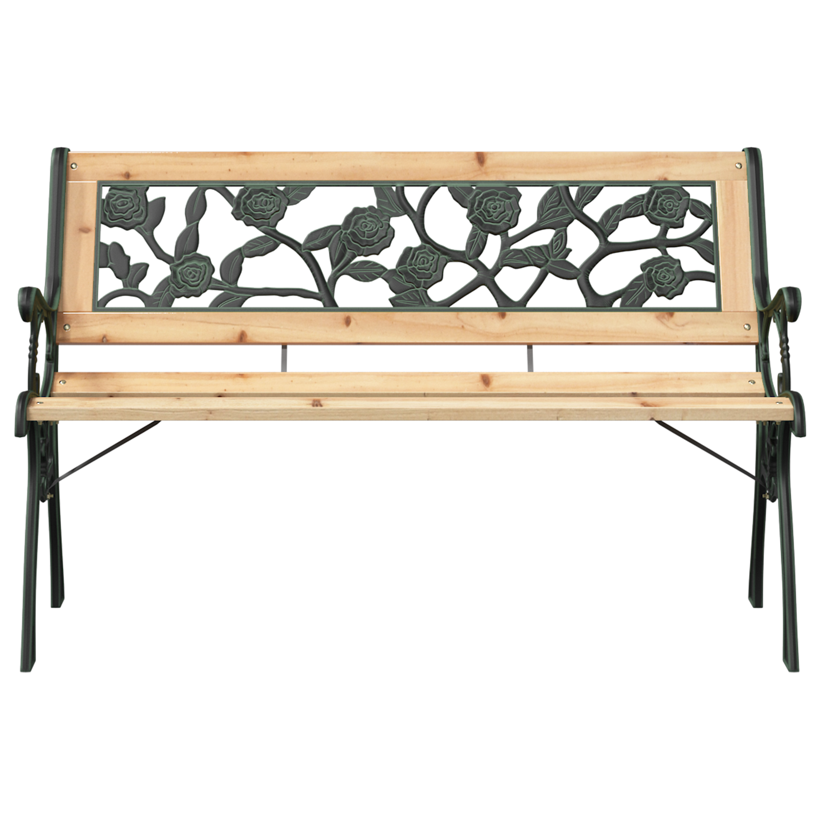 Garden Bench with Rose Patterned Backrest 116 cm Wood - Image 4