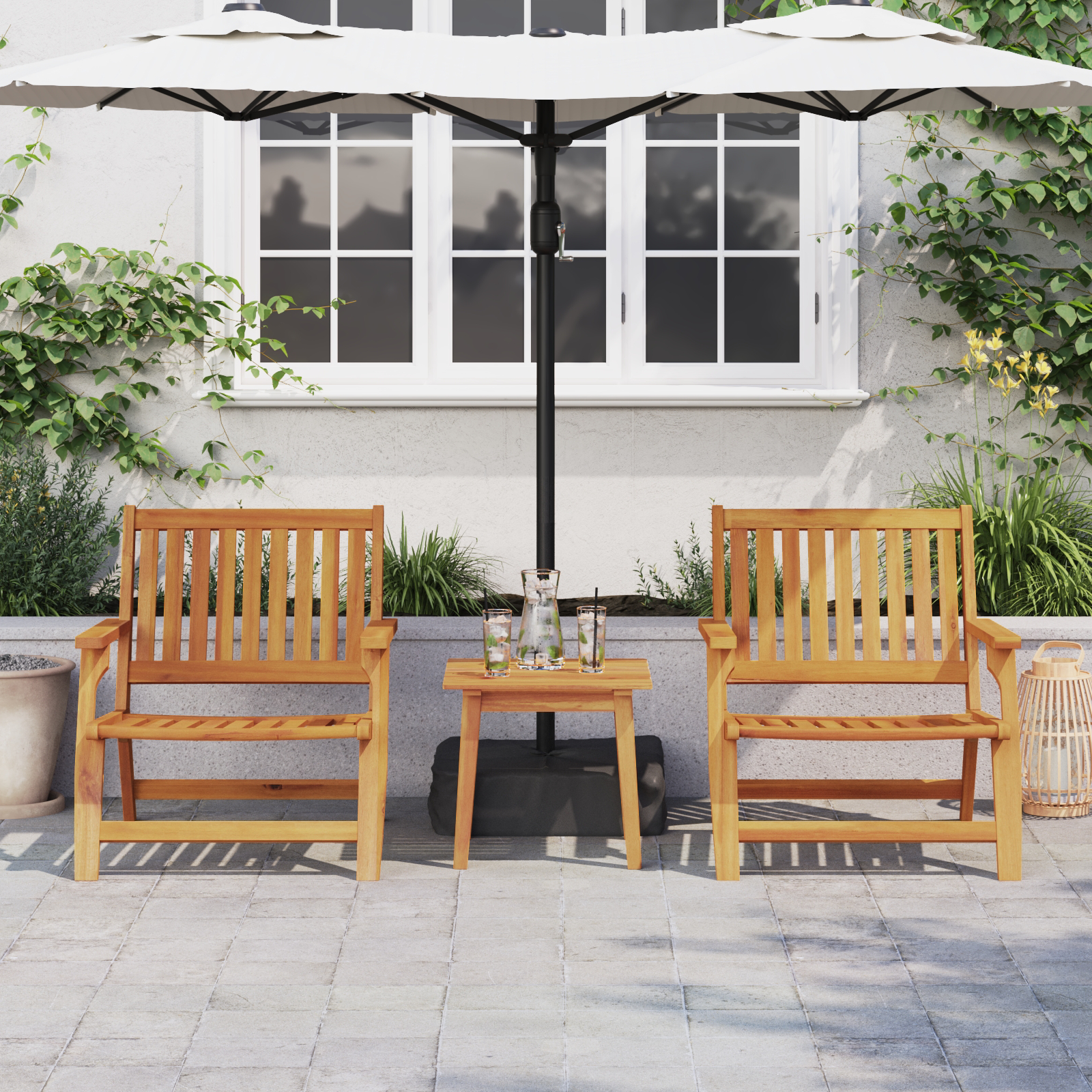 Garden Chairs with Table 3 pcs Solid Wood Acacia - Image 4
