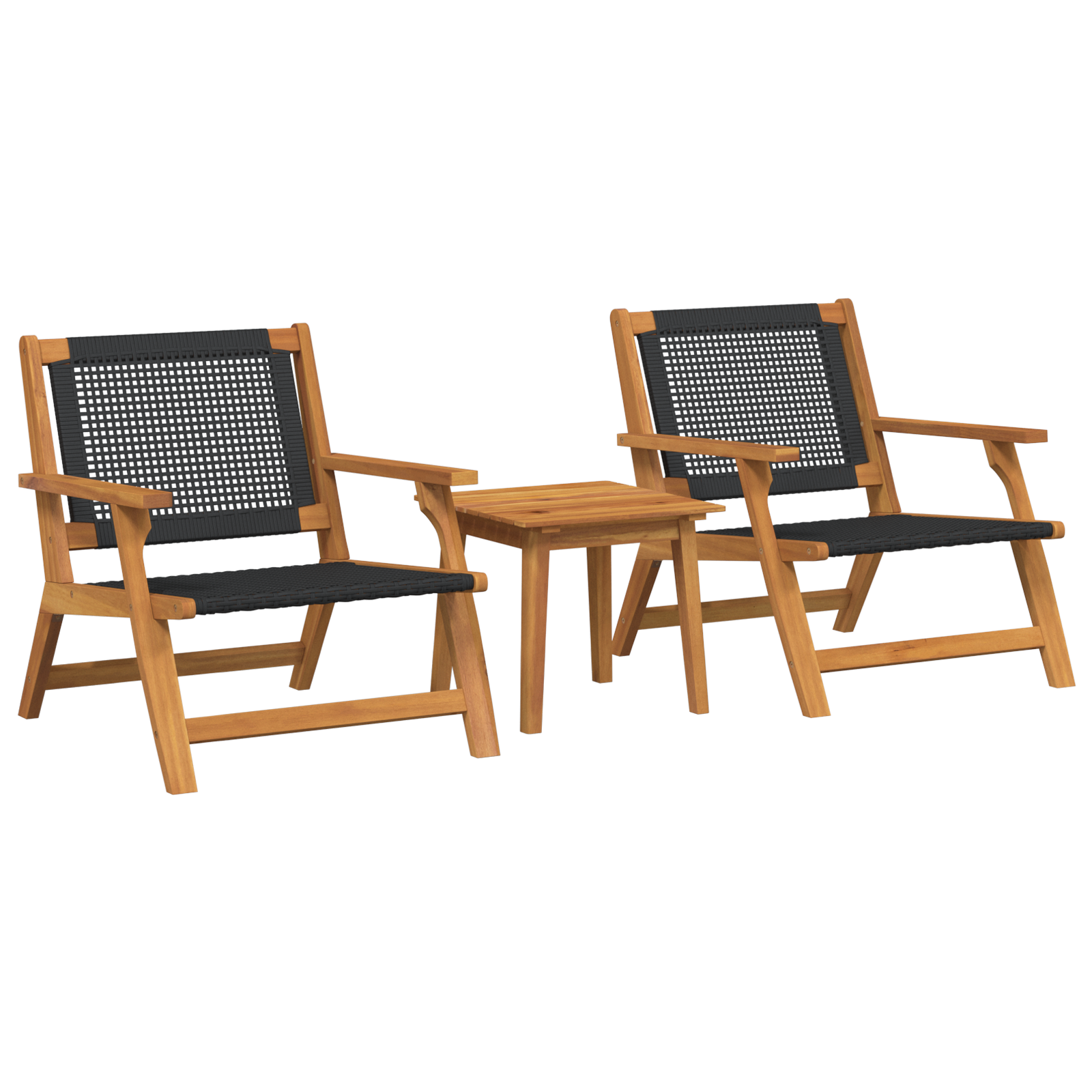 Outdoor Chairs with Table Set - 3 Pieces in Black Acacia Wood - Image 2