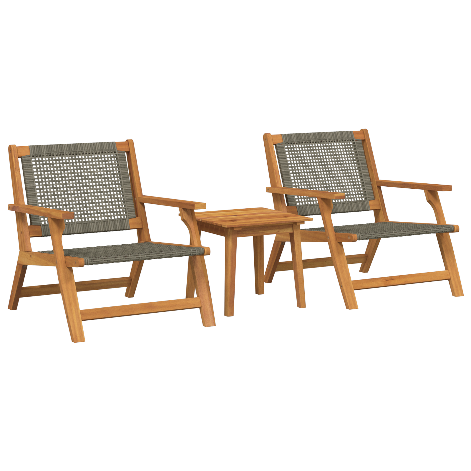 Garden Chairs with Table Set - 3 Pieces in Grey Solid Acacia Wood - Image 2