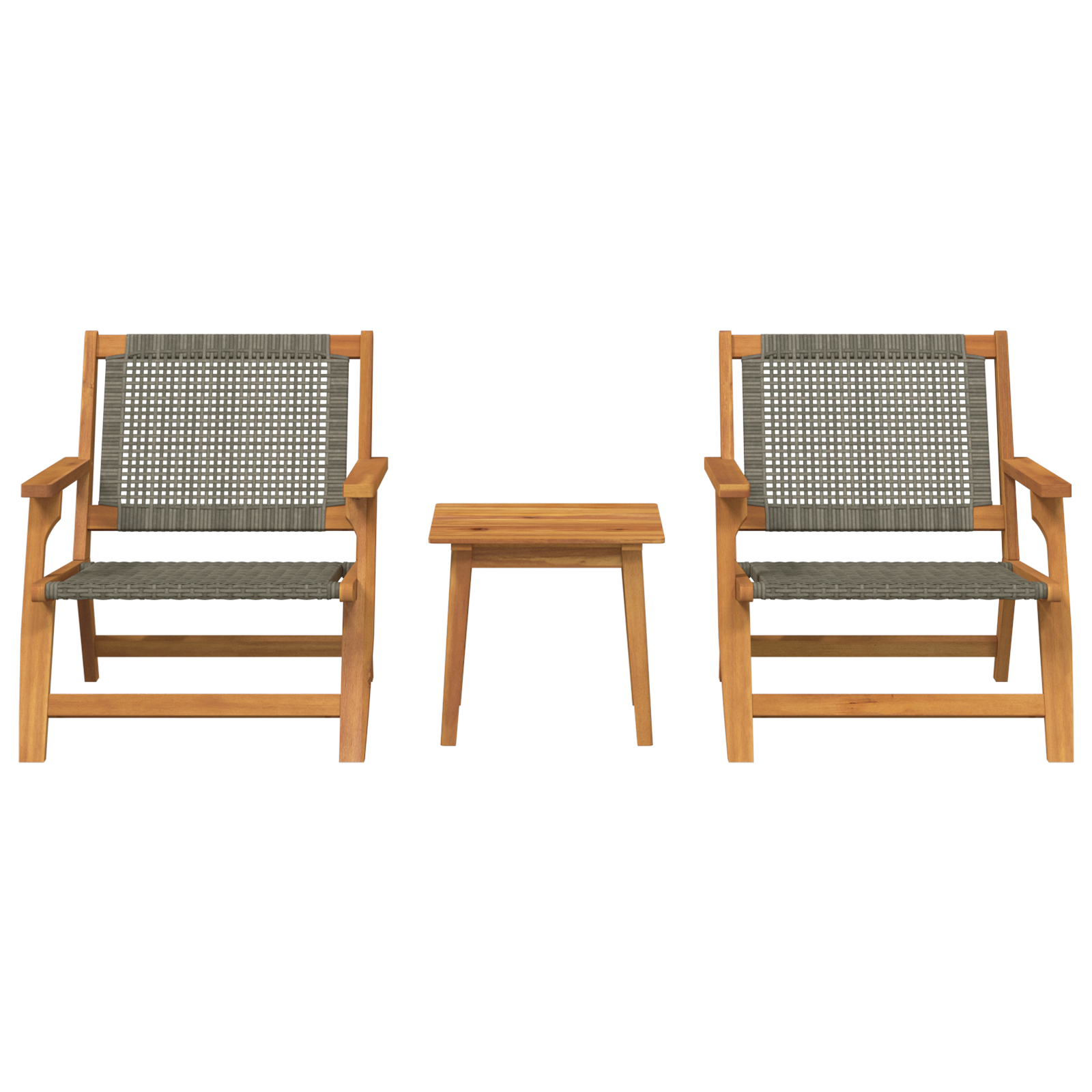 Garden Chairs with Table Set - 3 Pieces in Grey Solid Acacia Wood - Image 5