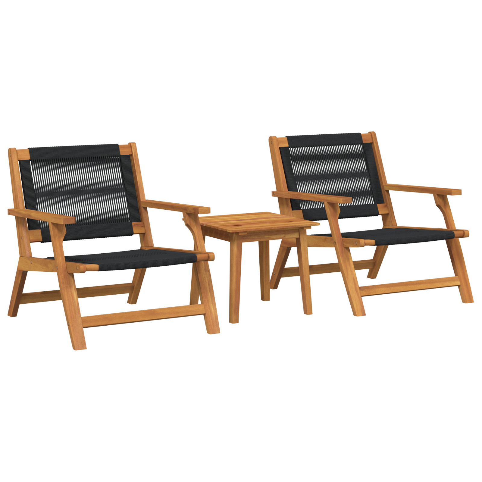 Garden Chairs with Table 3 pcs Black Solid Wood Acacia - Image 2