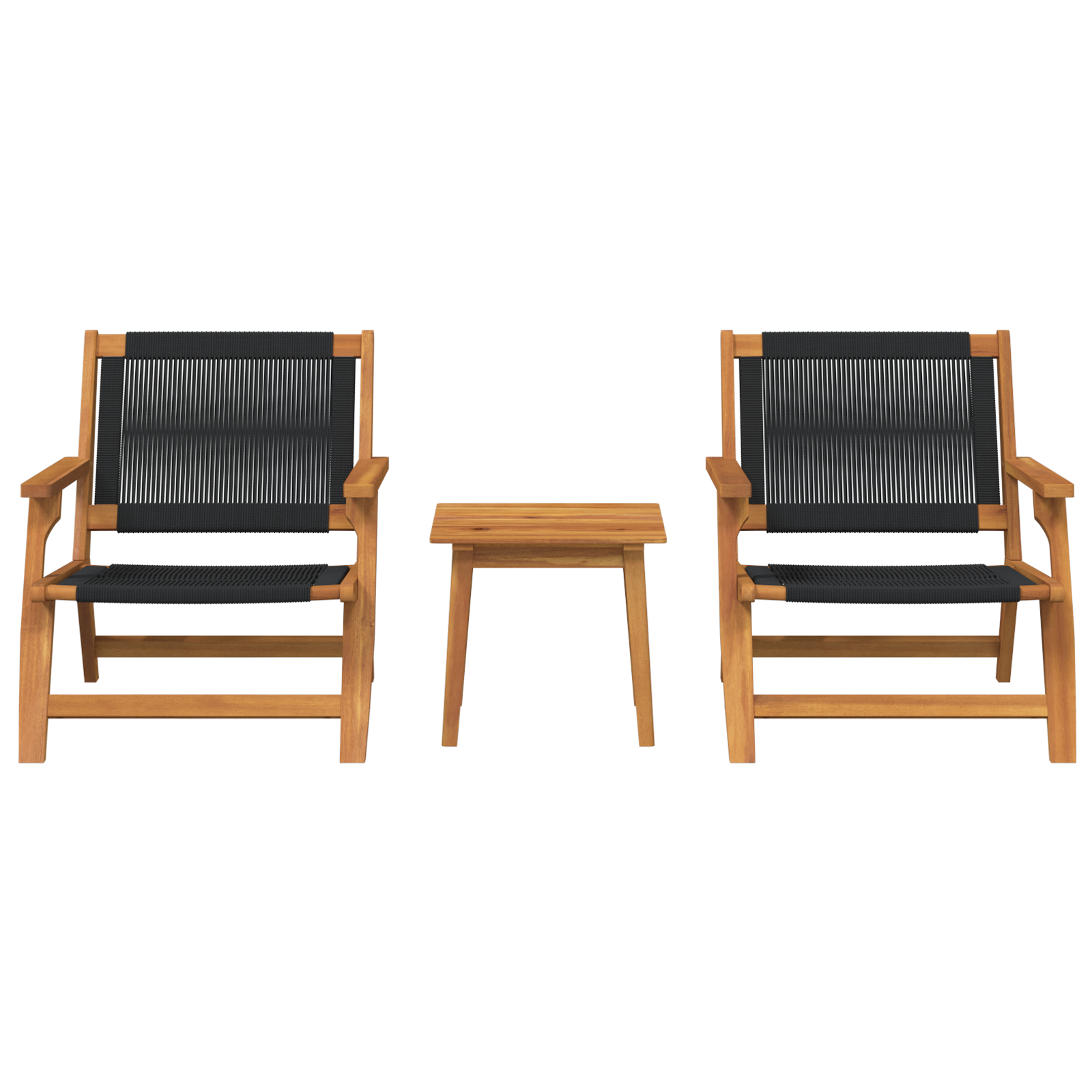 Garden Chairs with Table 3 pcs Black Solid Wood Acacia - Image 5