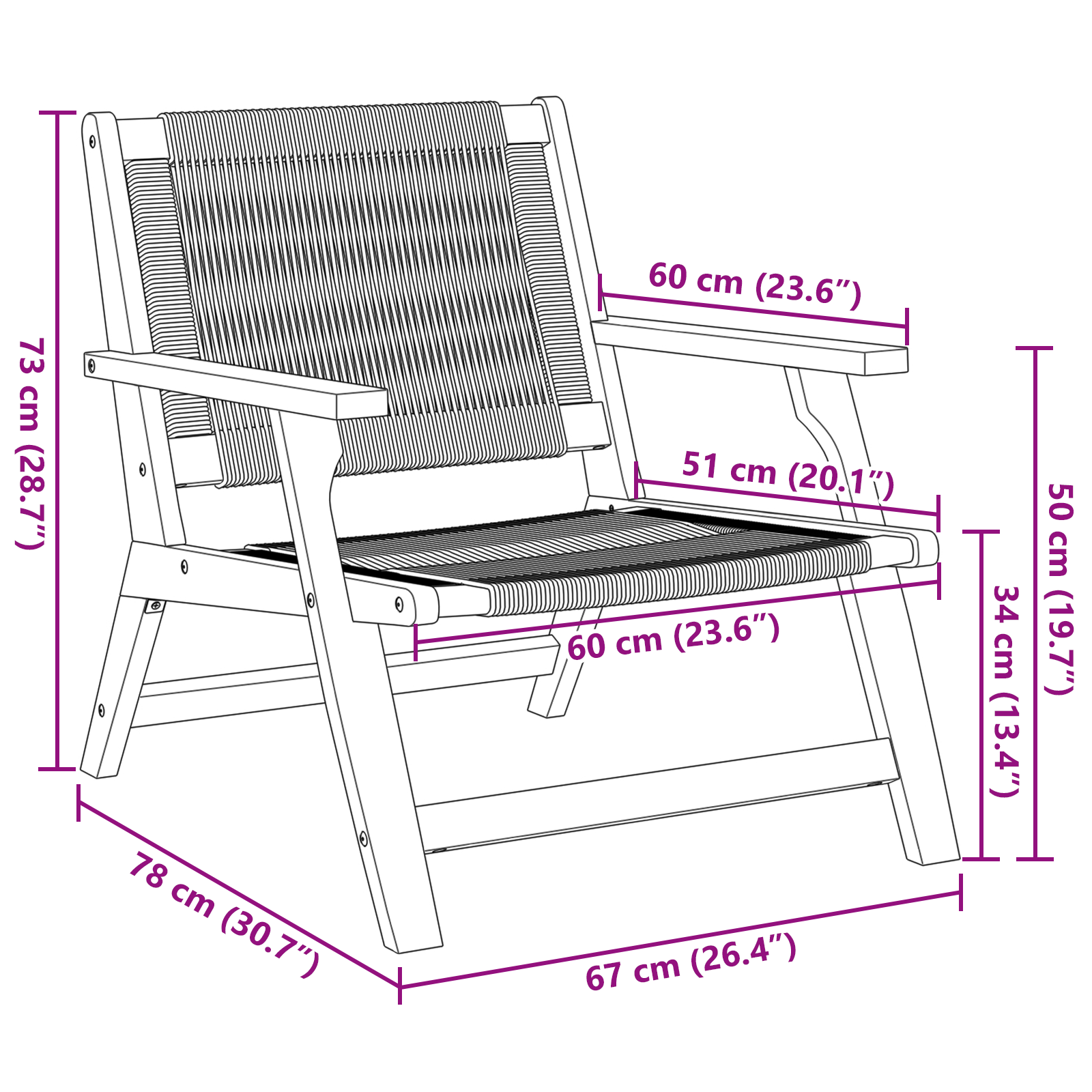 Garden Chairs with Table Set - 3 Pieces in Beige Solid Acacia Wood - Image 10