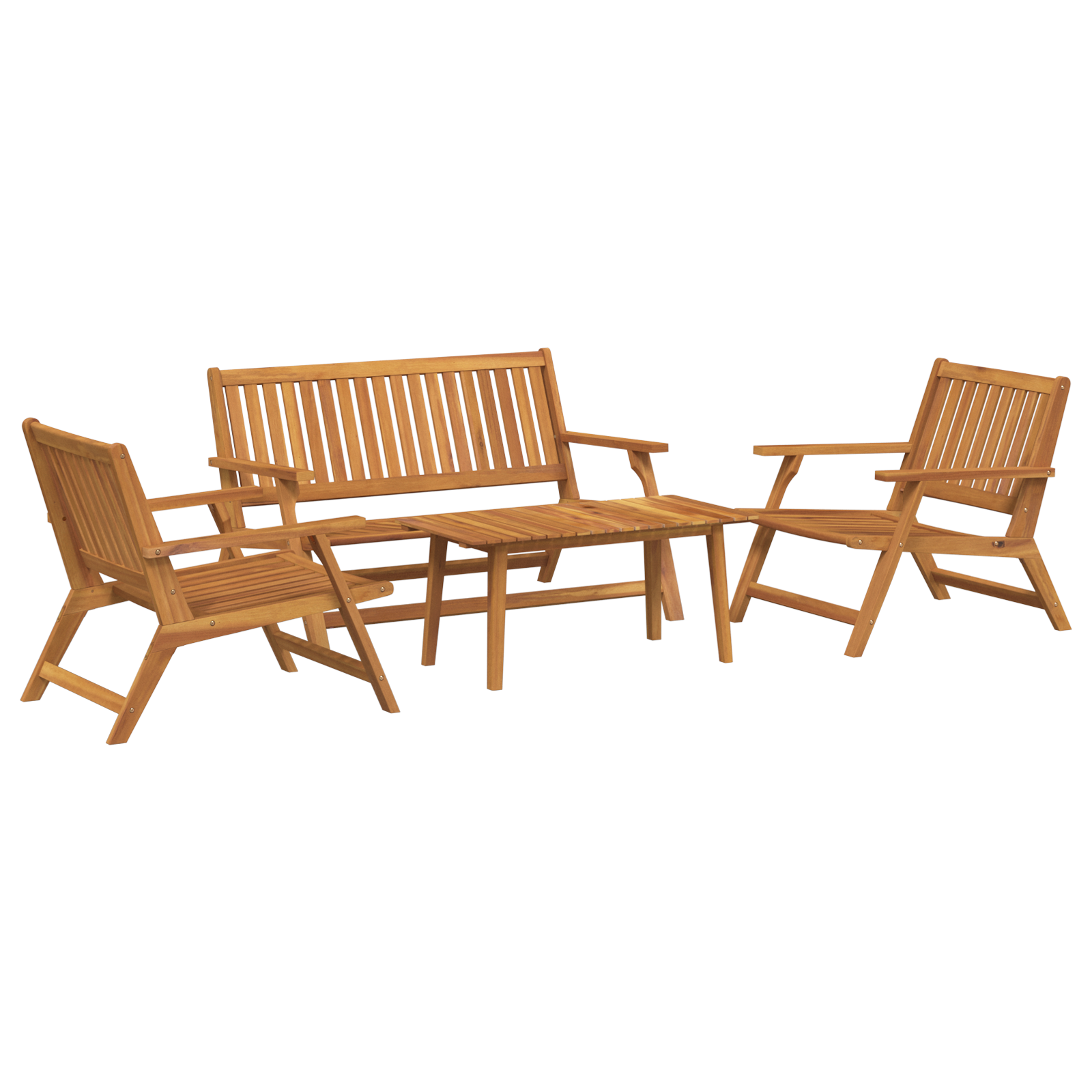 Garden Chairs with Table 4 pcs Solid Wood Acacia - Image 2