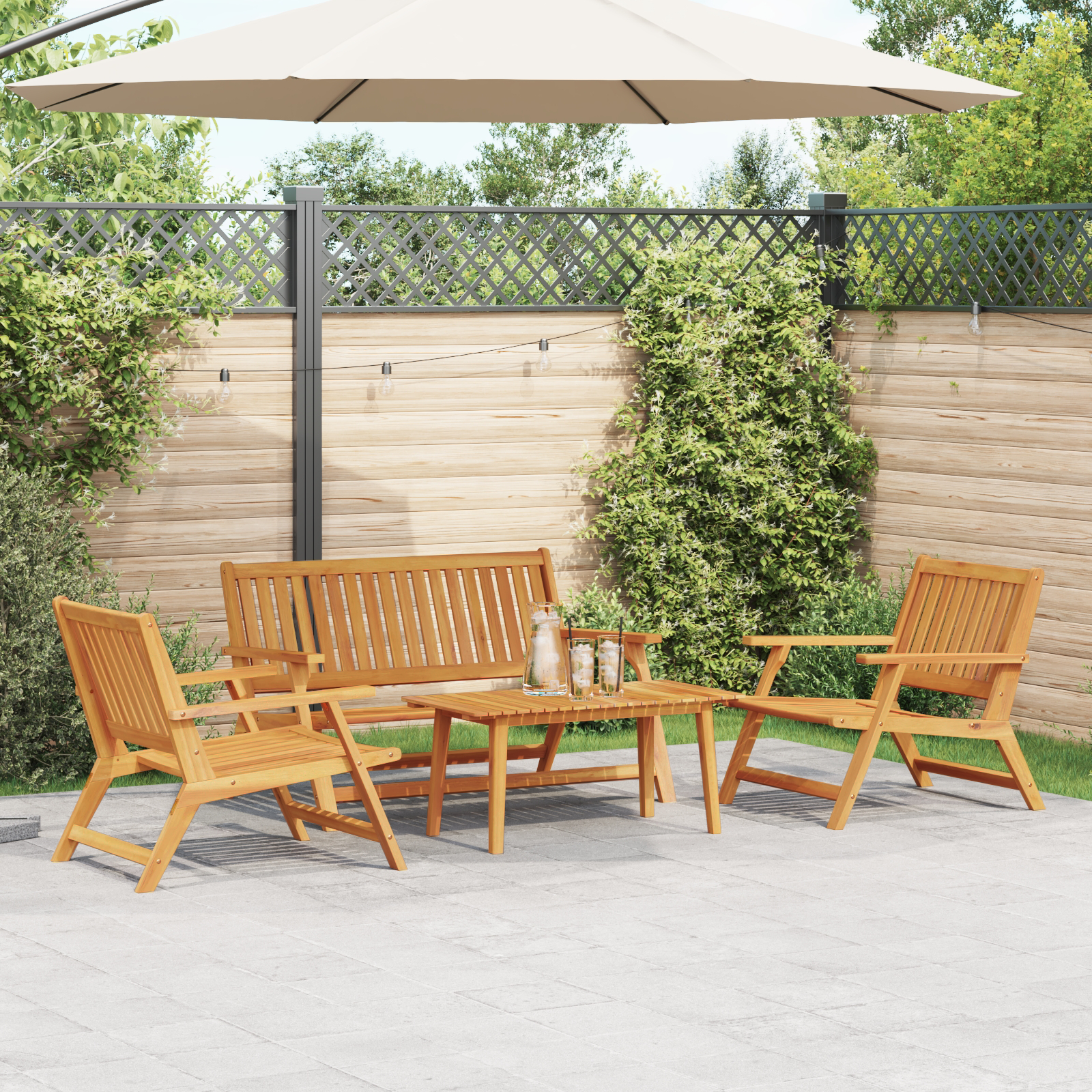 Garden Chairs with Table 4 pcs Solid Wood Acacia