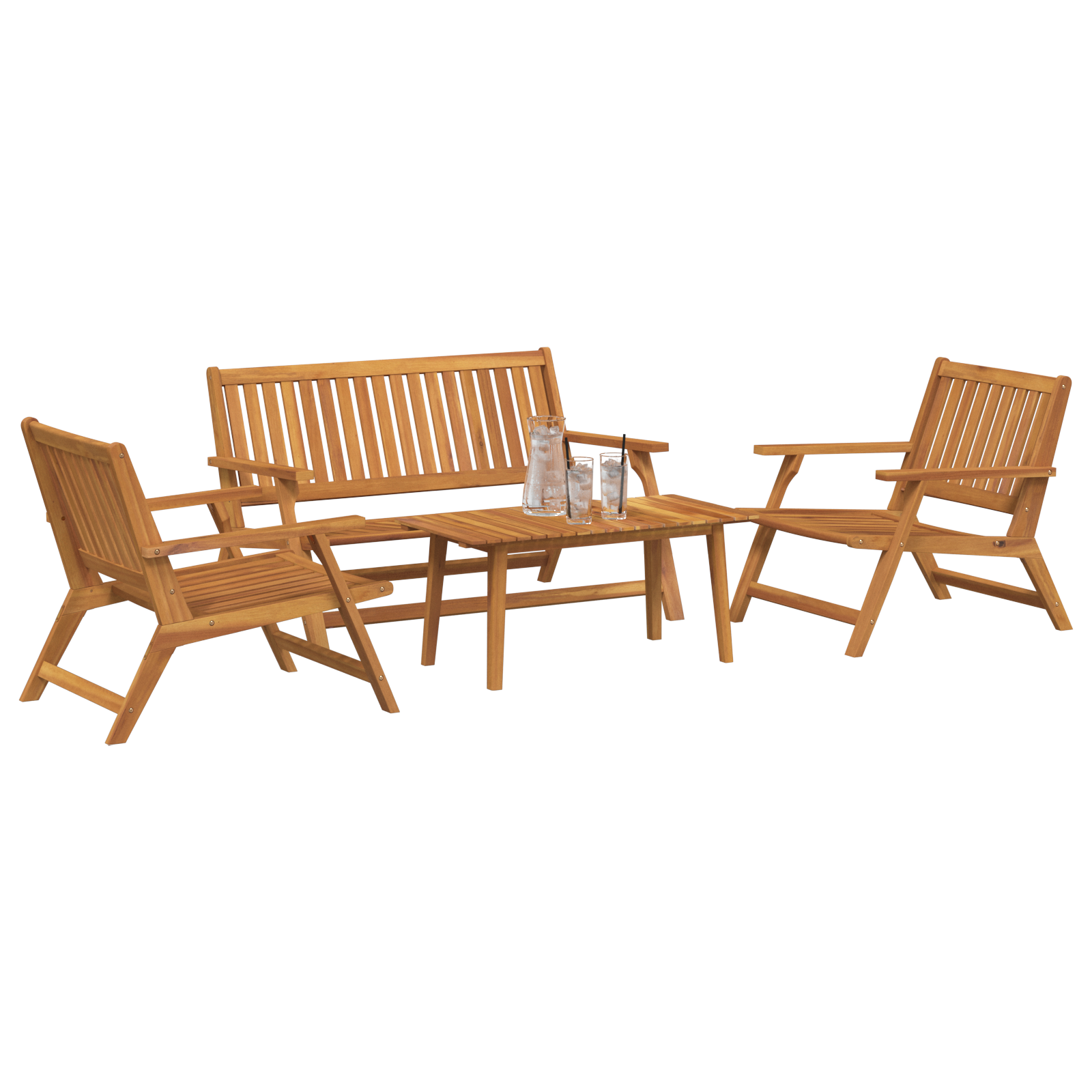 Garden Chairs with Table 4 pcs Solid Wood Acacia - Image 3