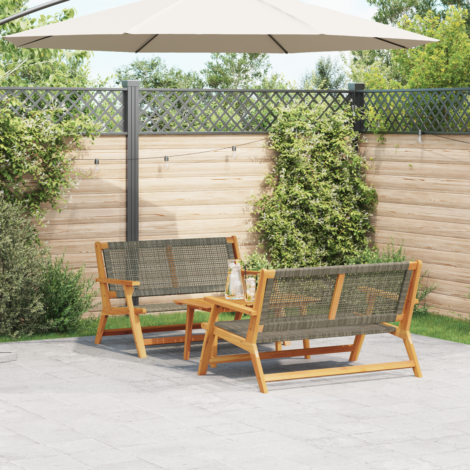 Tuinstoelen en Tafel Set – 3 Stukken in Grijs Massief Acaciahout