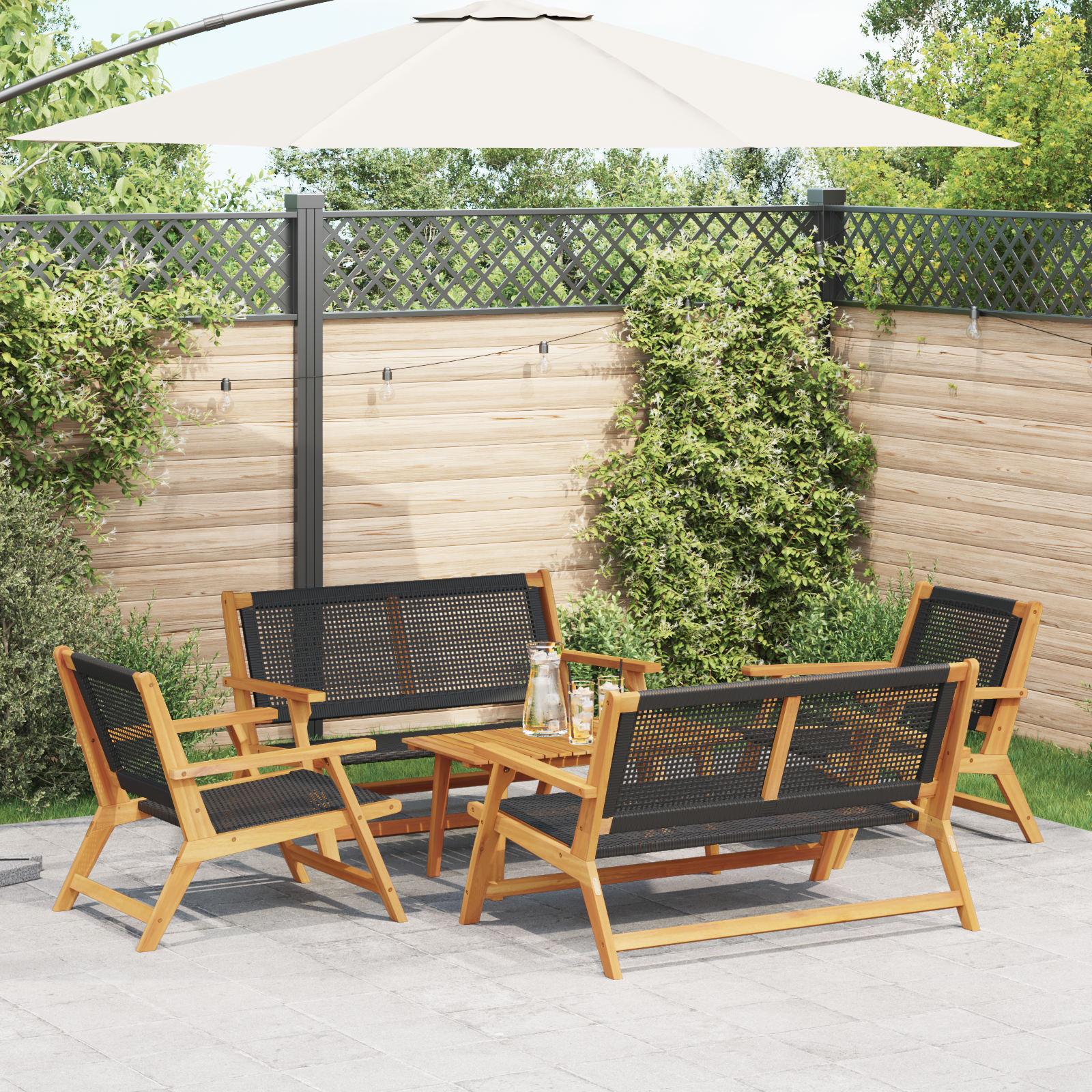 Thumbnail - vidaXL Gartenstühle mit Tisch - 5-teiliges Set aus massivem Akazienholz in Schwarz