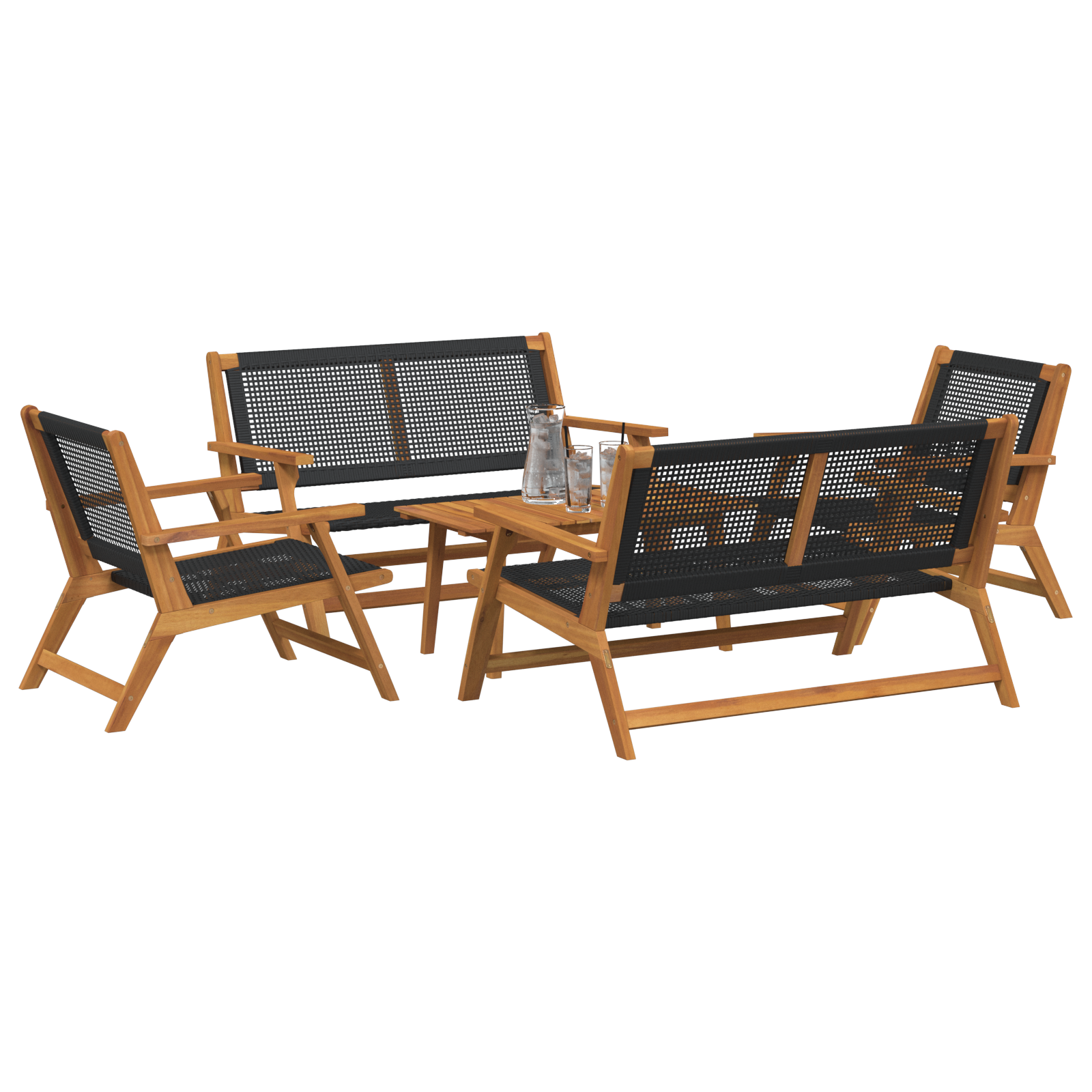 Thumbnail - vidaXL Gartenstühle mit Tisch - 5-teiliges Set aus massivem Akazienholz in Schwarz