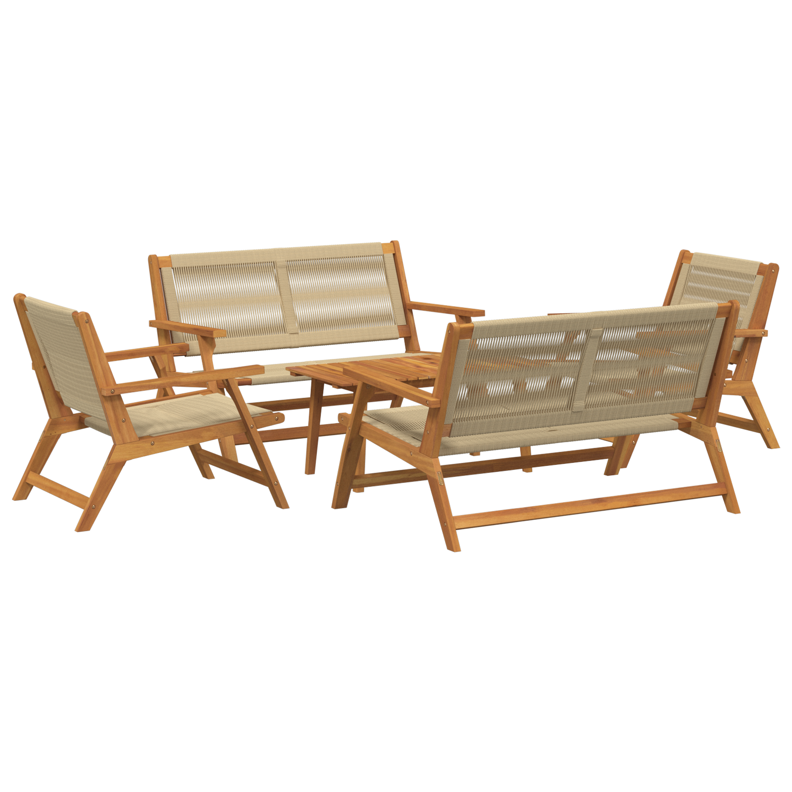 Tuinstoelen met Tafel 5 st Beige Massief Hout Acacia