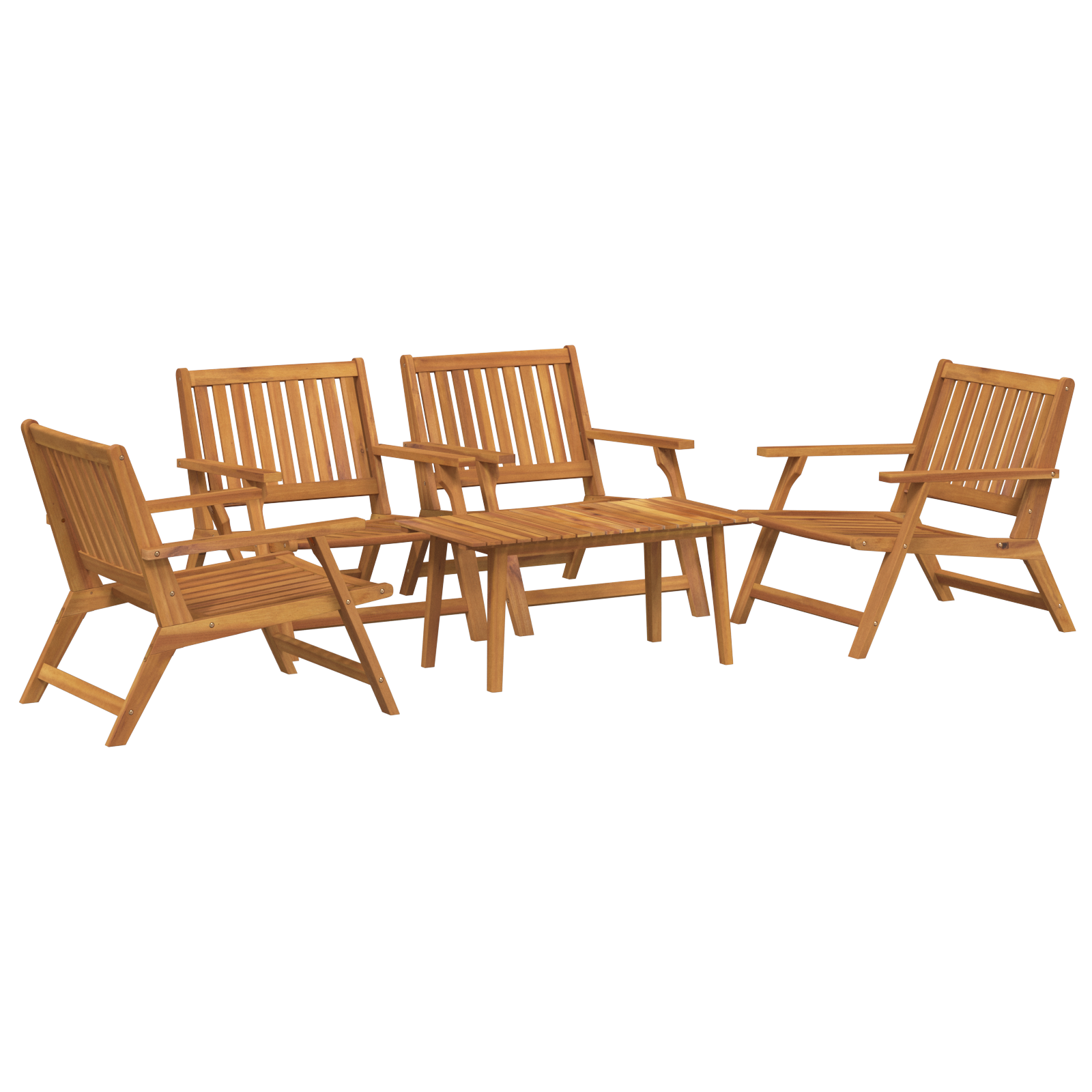 Garden Chairs with Table 5 pcs Solid Wood Acacia - Image 2
