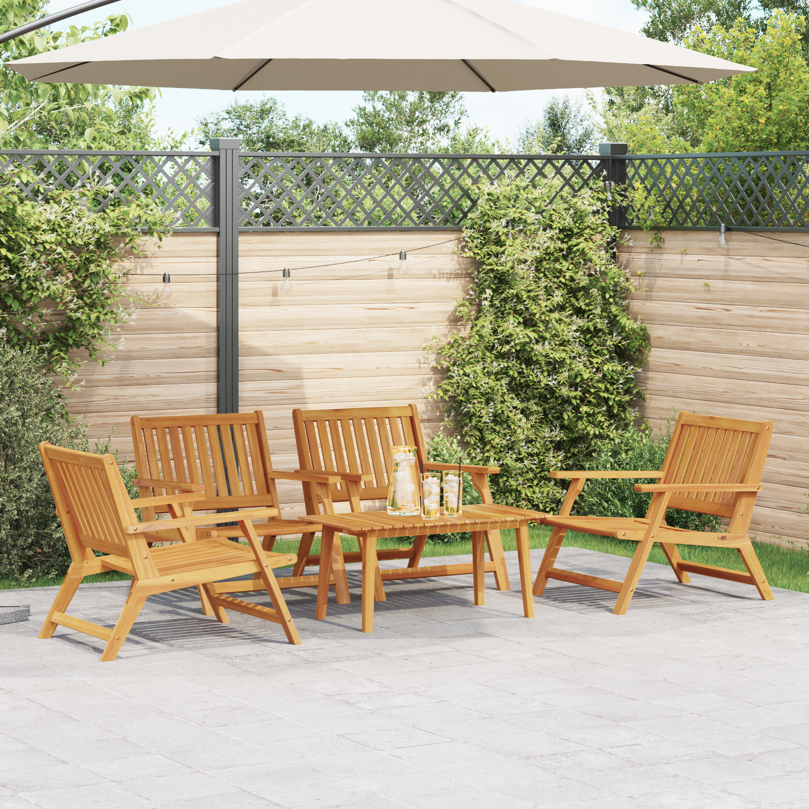 Garden Chairs with Table 5 pcs Solid Wood Acacia